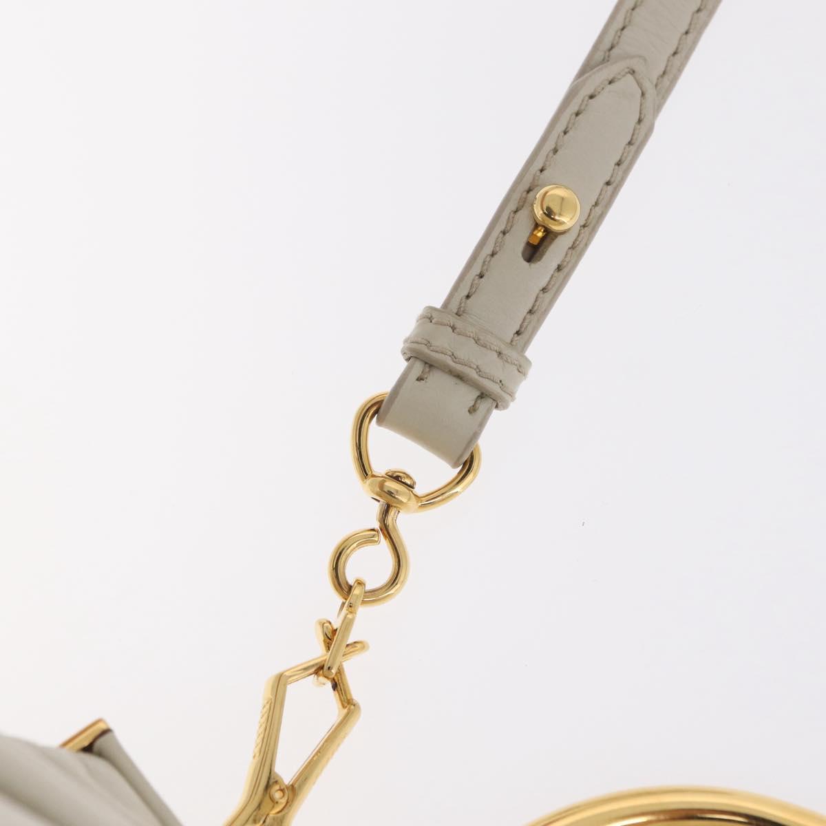 Miu Miu Hand Bag Leather 2way White Gold Auth 167659M