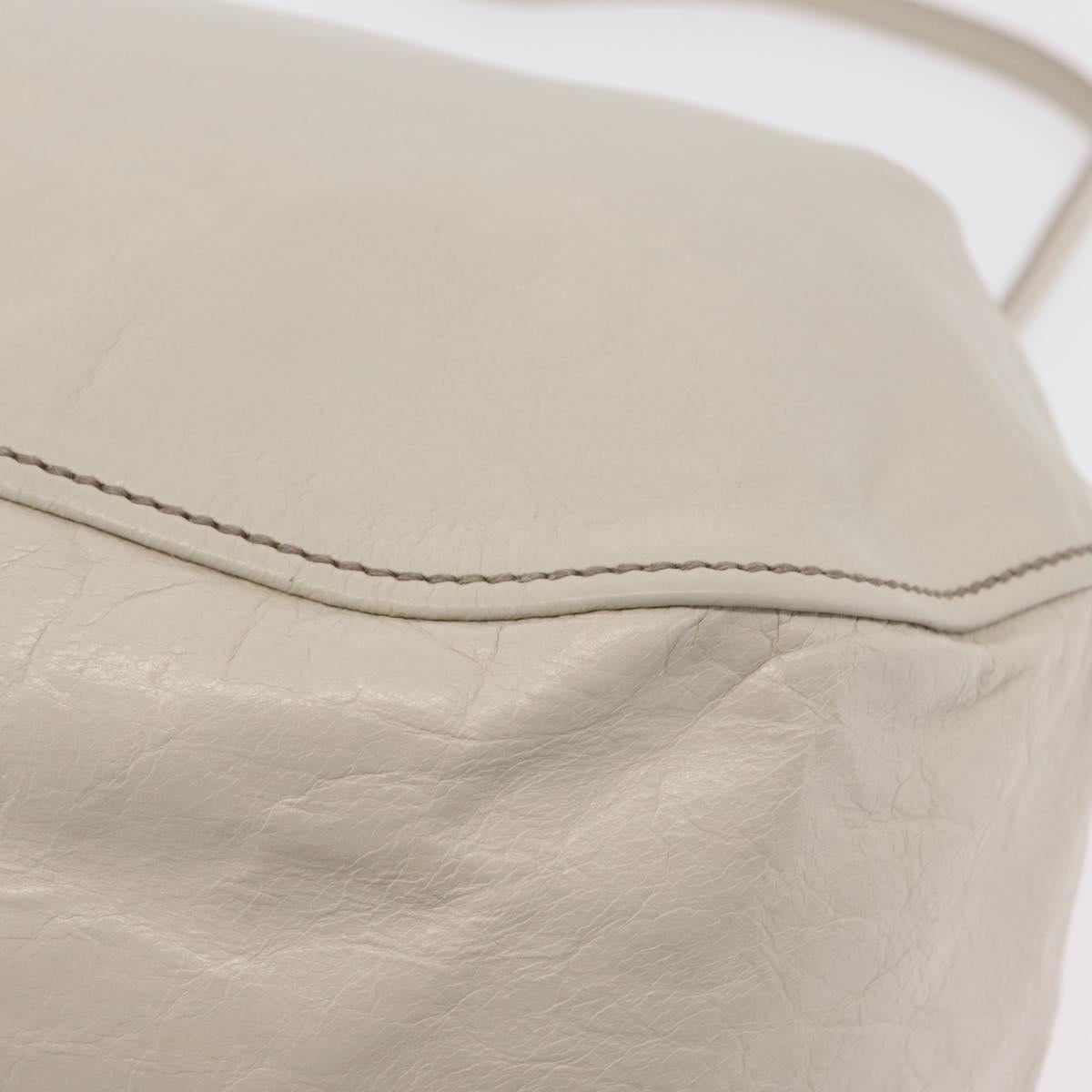 Miu Miu Hand Bag Leather 2way White Gold Auth 167659M