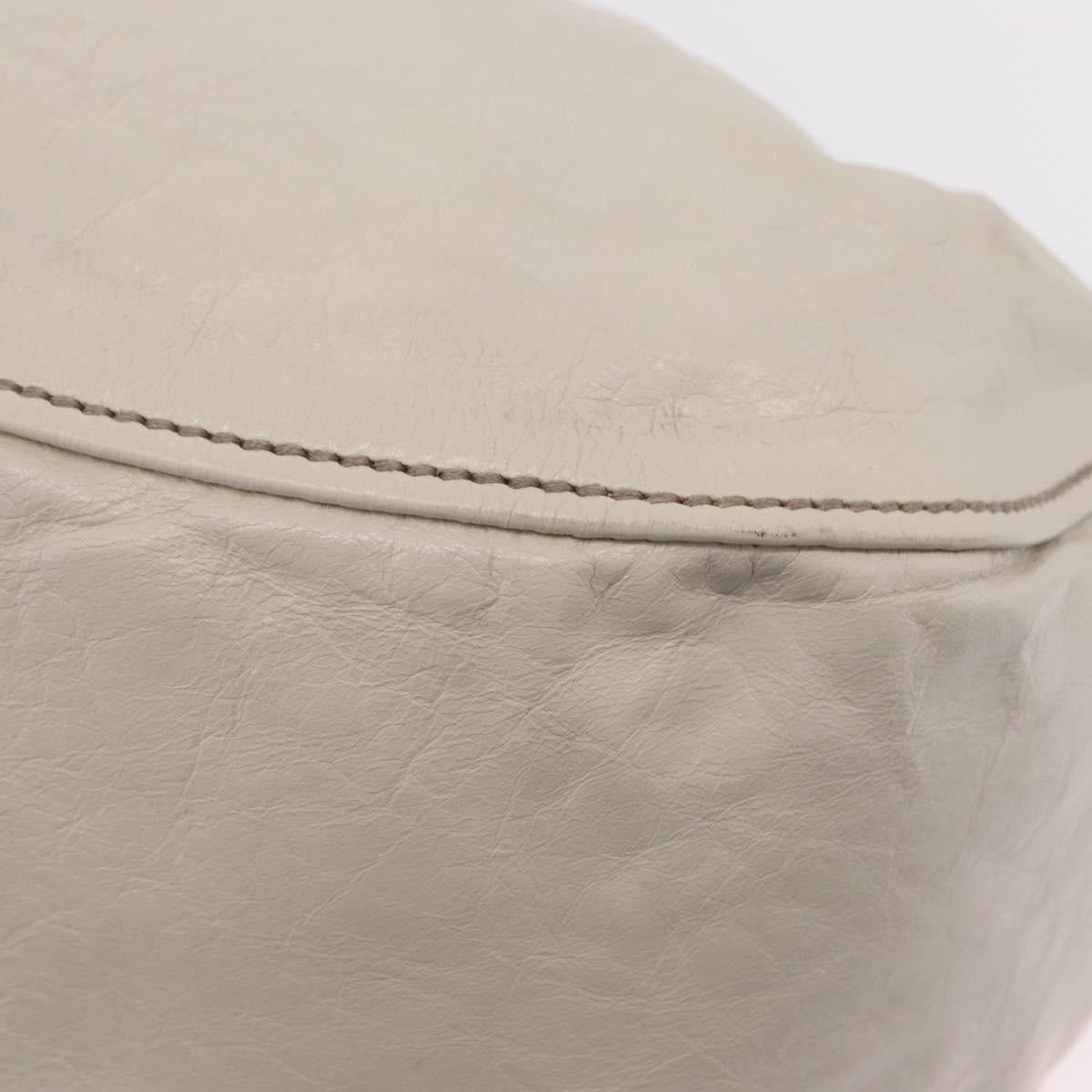 Miu Miu Hand Bag Leather 2way White Gold Auth 167659M