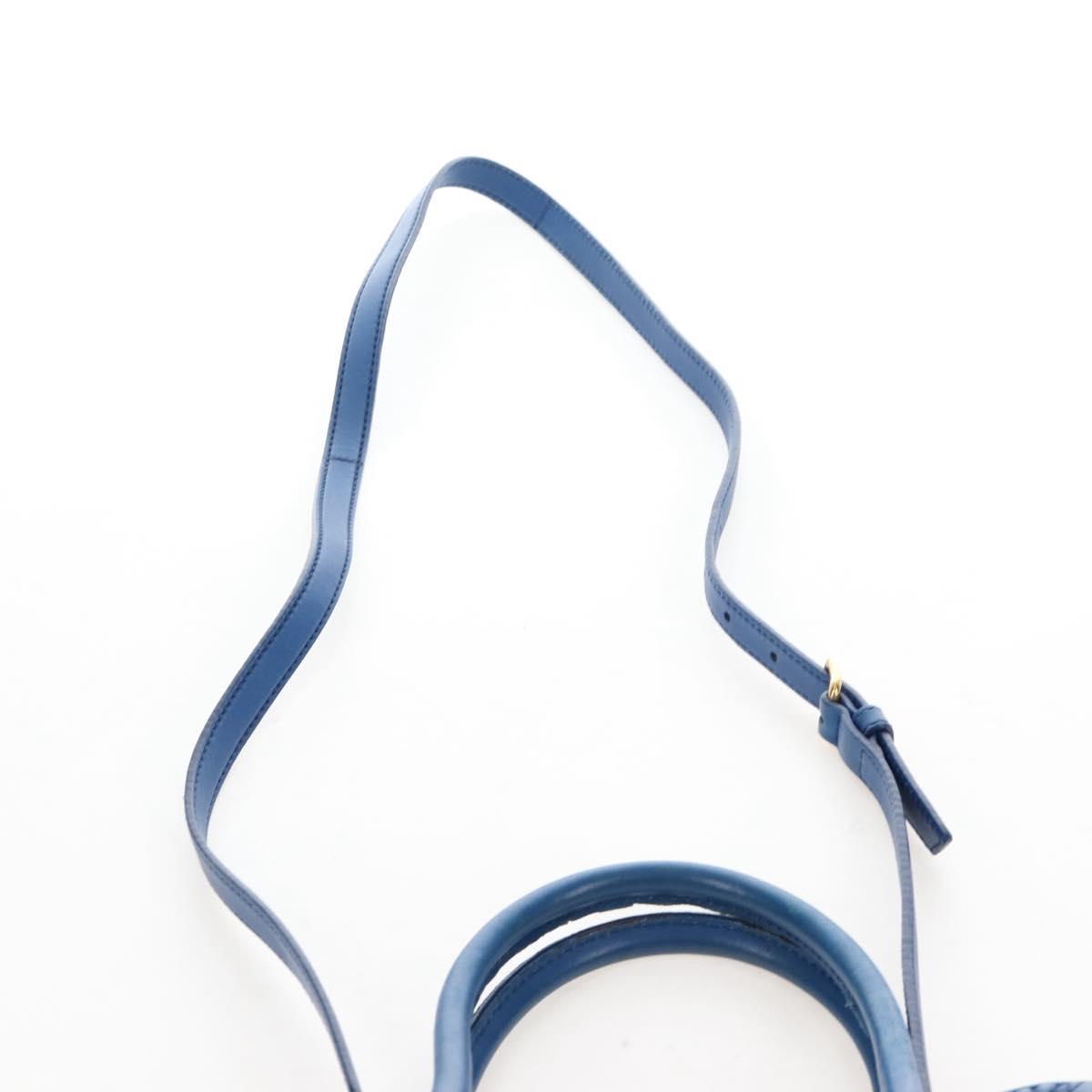 Miu Miu Matelasse Hand Bag Leather 2way Blue Gold Auth 167661M