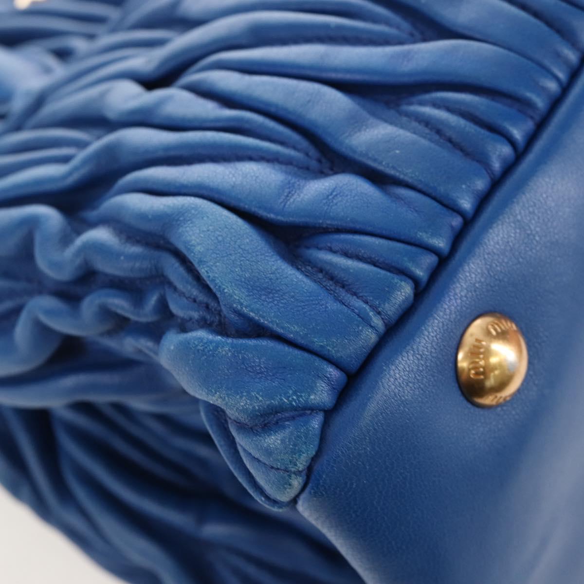 Miu Miu Matelasse Hand Bag Leather 2way Blue Gold Auth 167661M