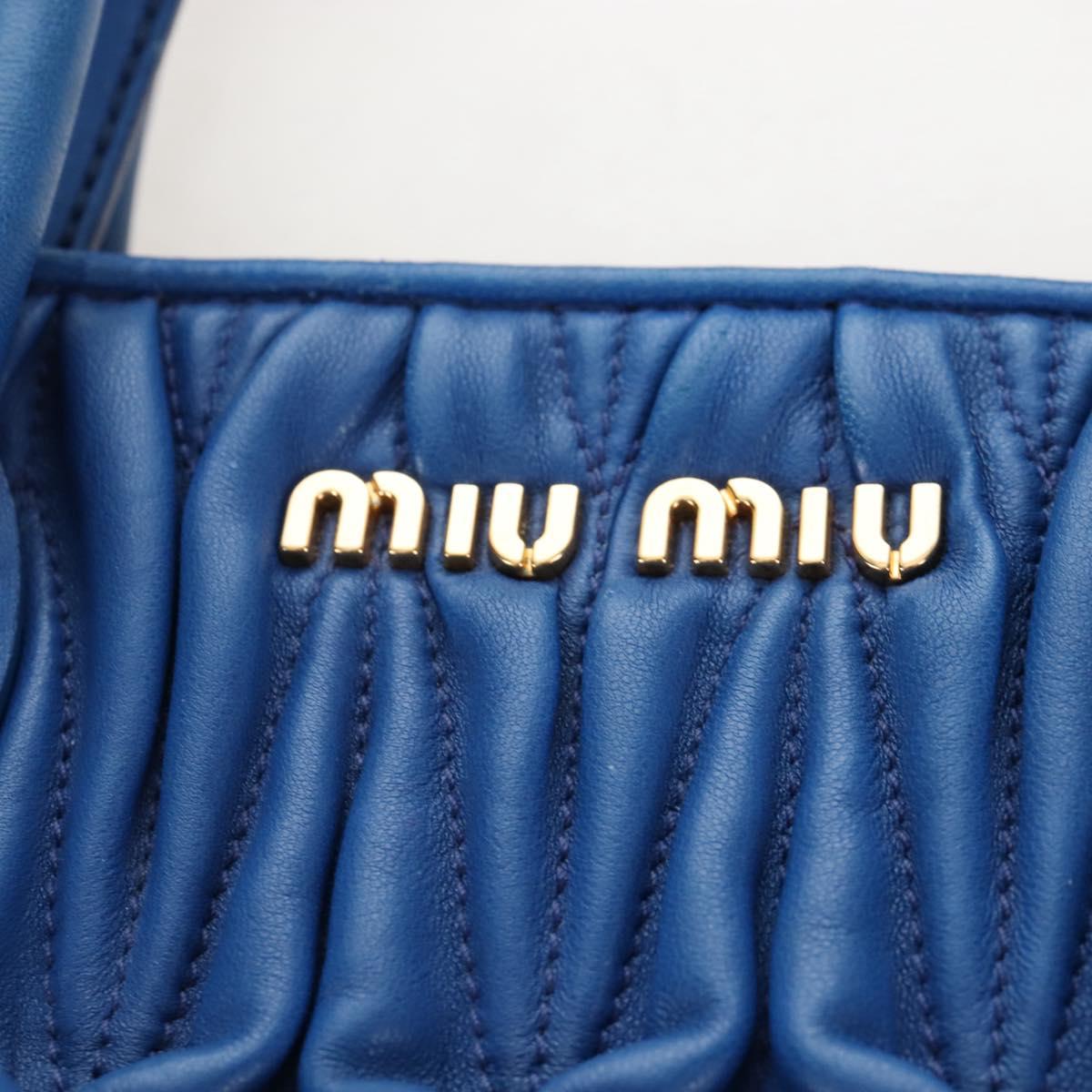 Miu Miu Matelasse Hand Bag Leather 2way Blue Gold Auth 167661M