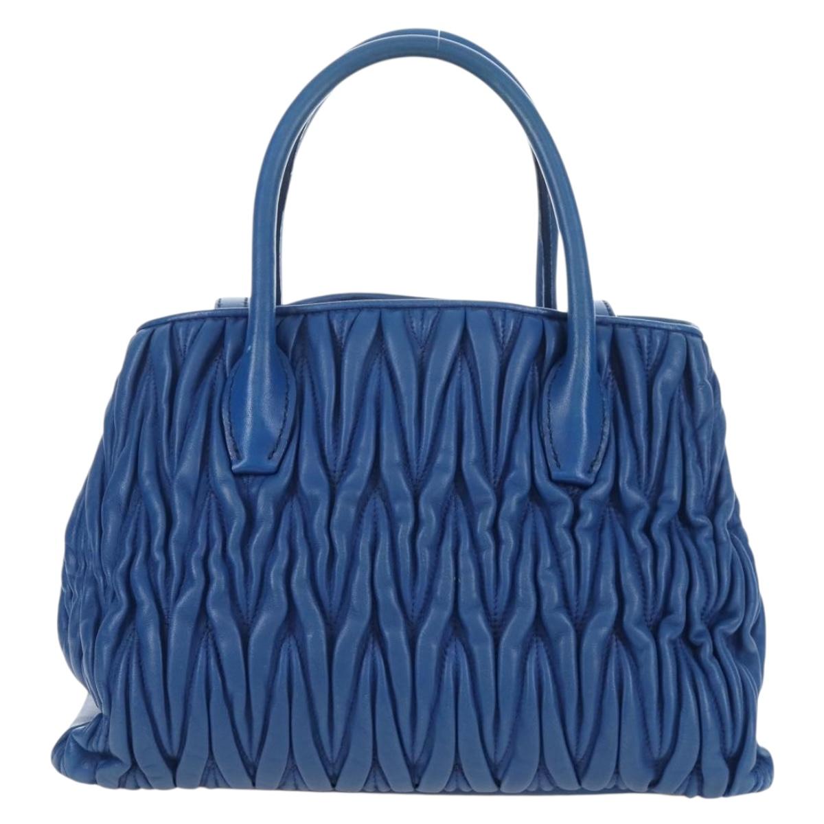 Miu Miu Matelasse Hand Bag Leather 2way Blue Gold Auth 167661M