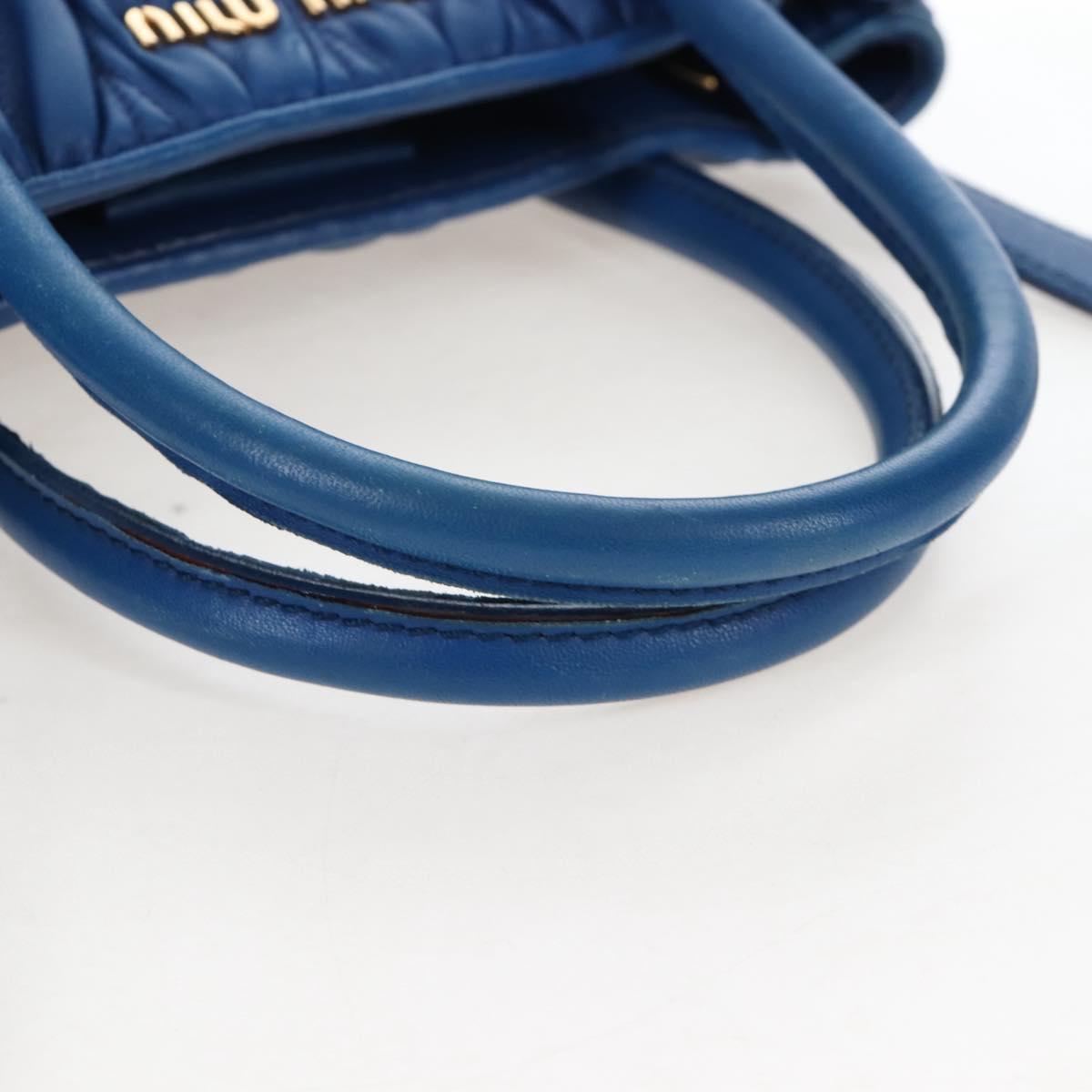 Miu Miu Matelasse Hand Bag Leather 2way Blue Gold Auth 167661M
