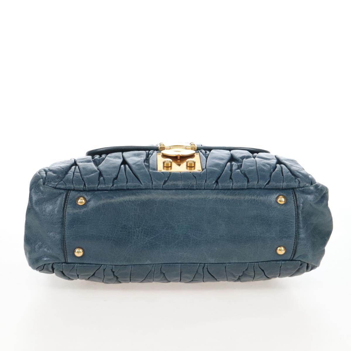 Miu Miu Matelasse Hand Bag Leather 2way Blue Gold Auth 167662M