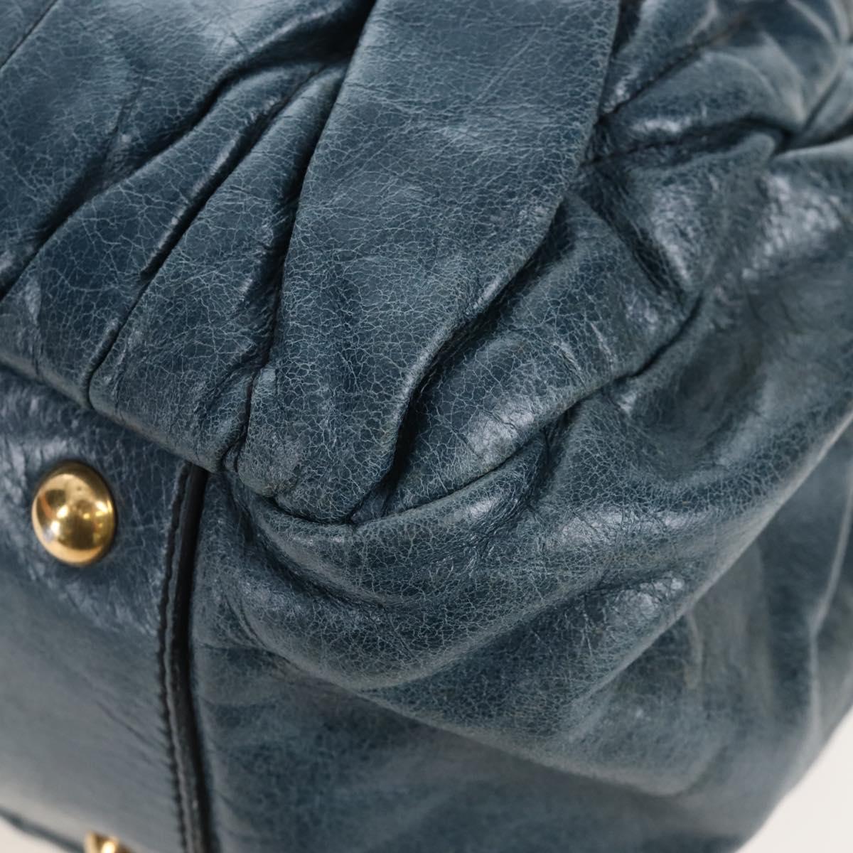 Miu Miu Matelasse Hand Bag Leather 2way Blue Gold Auth 167662M