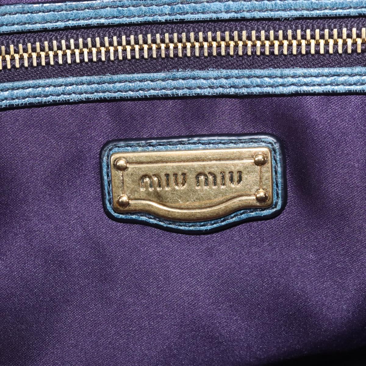 Miu Miu Matelasse Hand Bag Leather 2way Blue Gold Auth 167662M