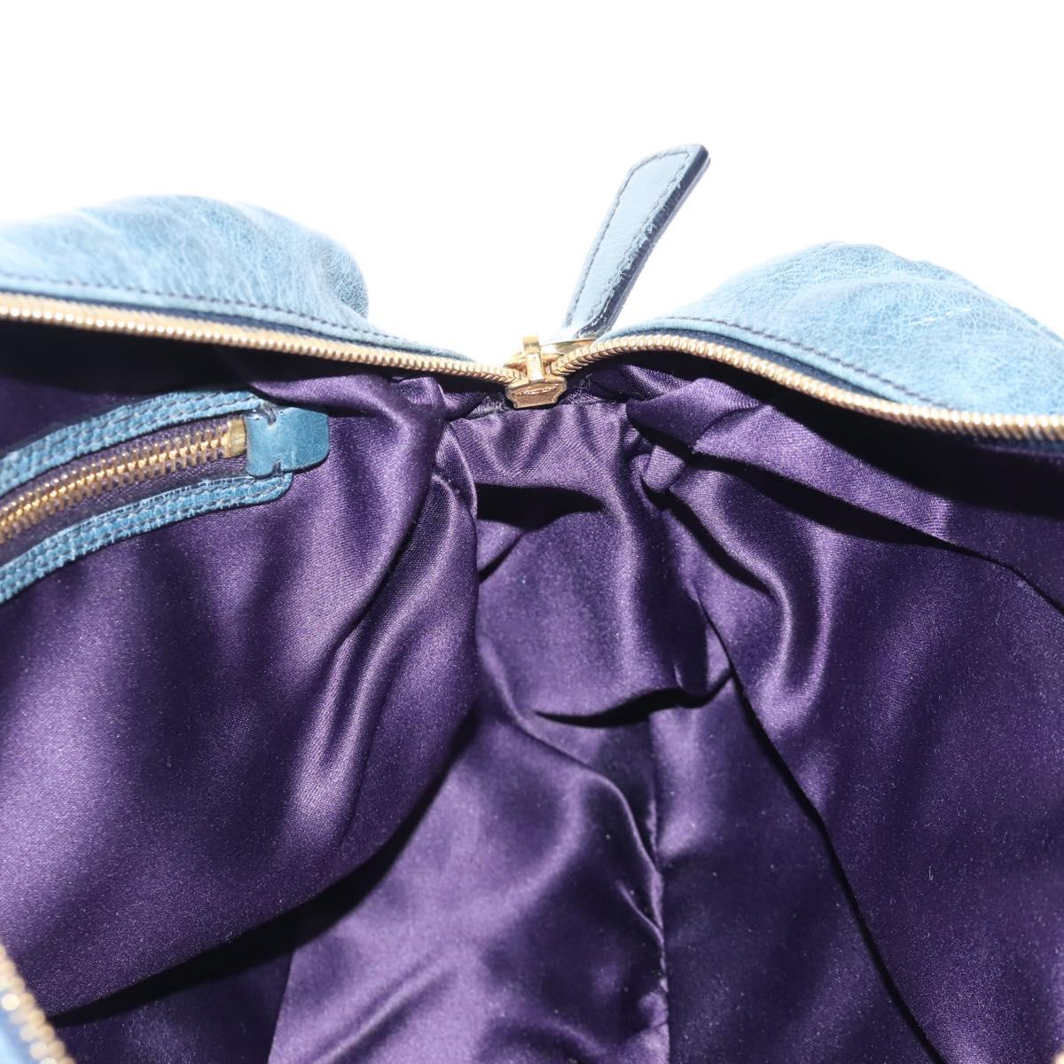 Miu Miu Matelasse Hand Bag Leather 2way Blue Gold Auth 167662M