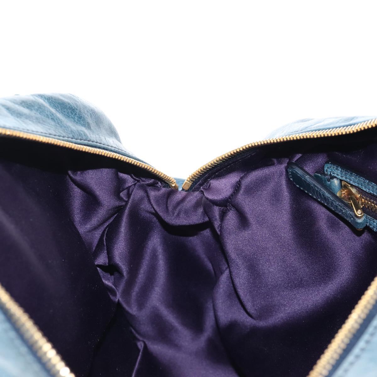 Miu Miu Matelasse Hand Bag Leather 2way Blue Gold Auth 167662M