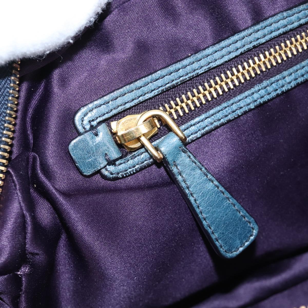 Miu Miu Matelasse Hand Bag Leather 2way Blue Gold Auth 167662M