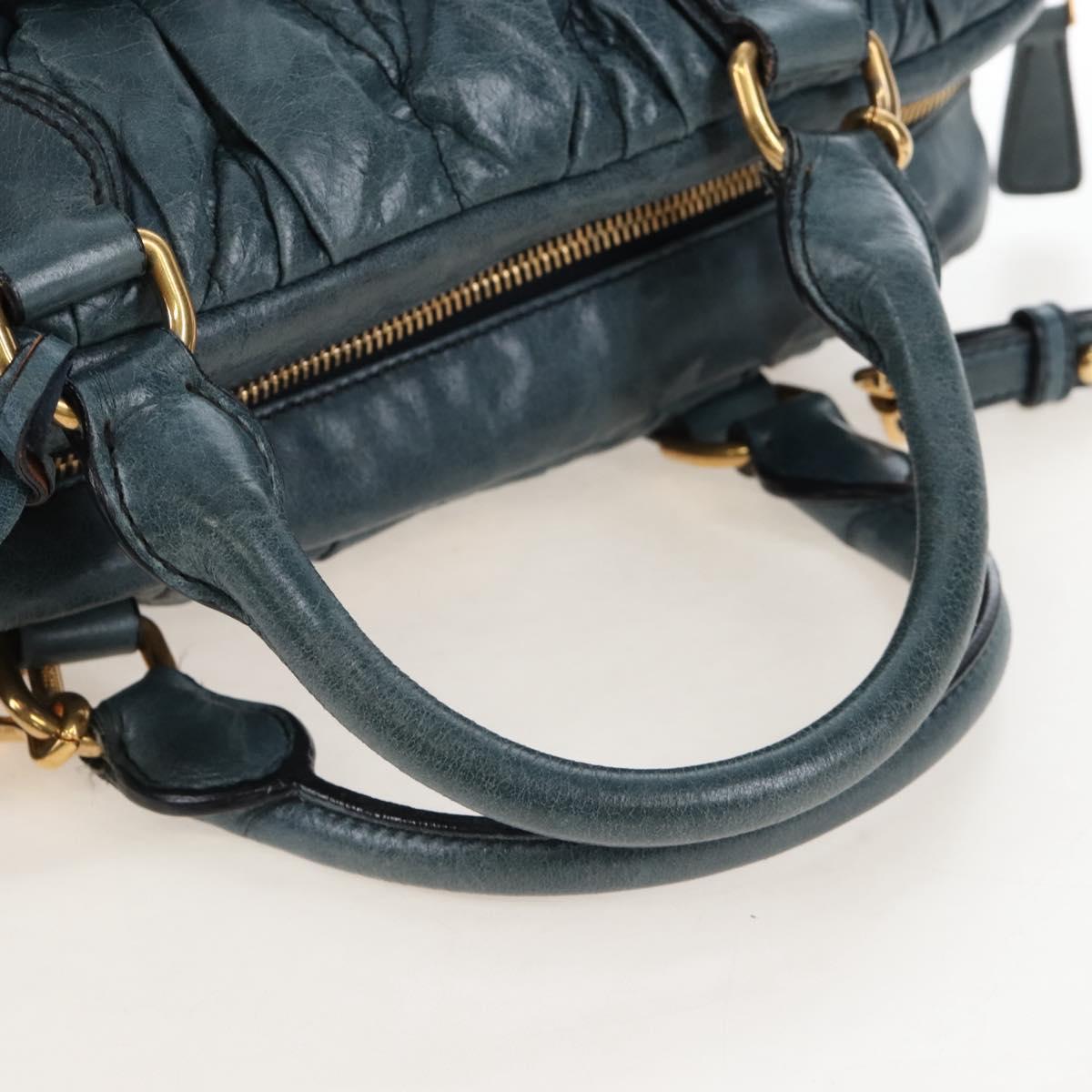 Miu Miu Matelasse Hand Bag Leather 2way Blue Gold Auth 167662M