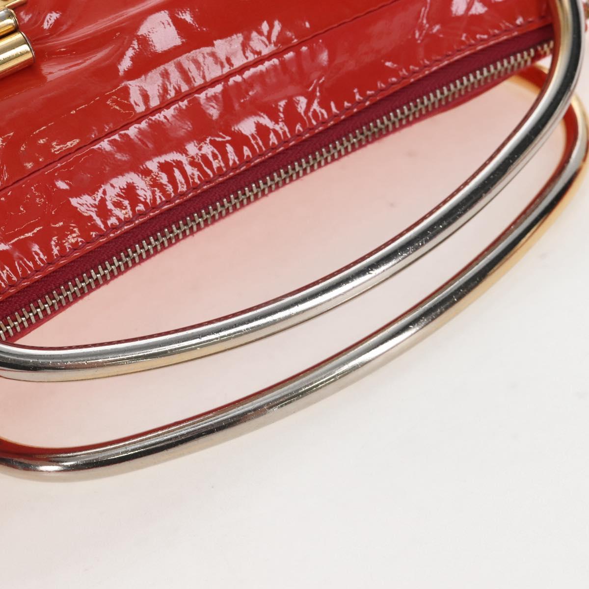 Miu Miu Hand Bag Patent leather 2way Orange Gold Auth 167664A