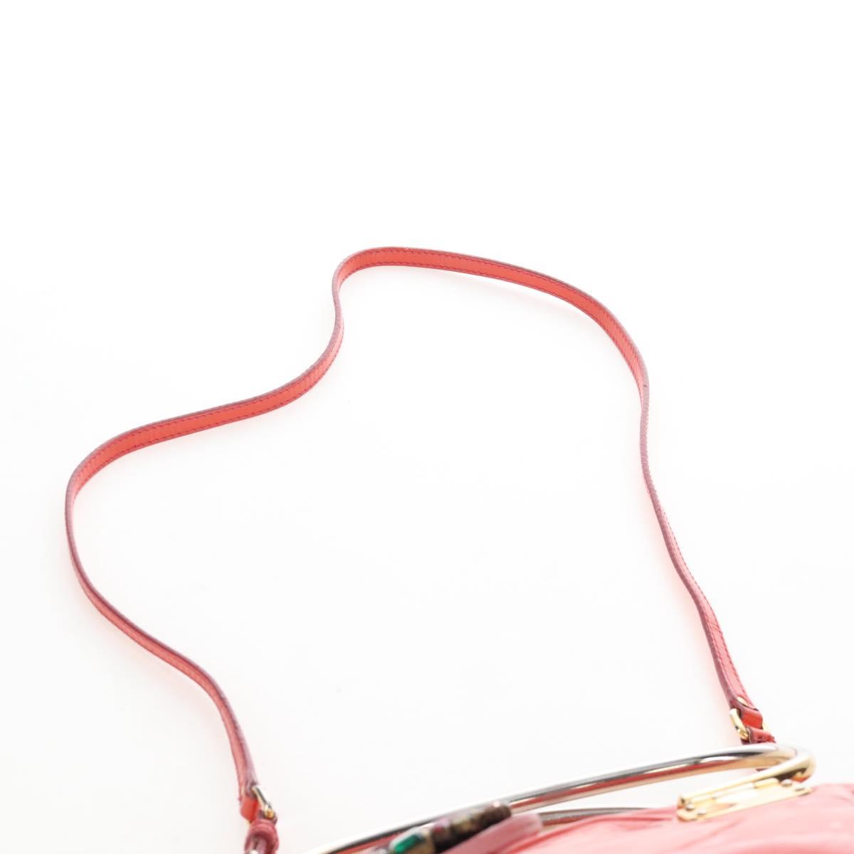 Miu Miu Hand Bag Patent leather 2way Orange Gold Auth 167664A