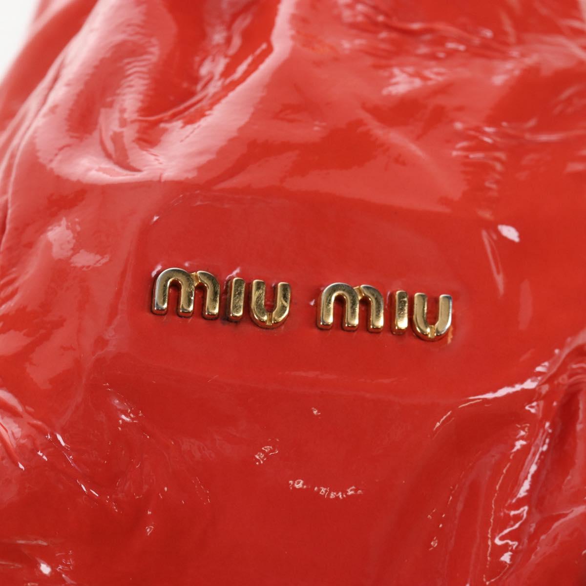 Miu Miu Hand Bag Patent leather 2way Orange Gold Auth 167664A