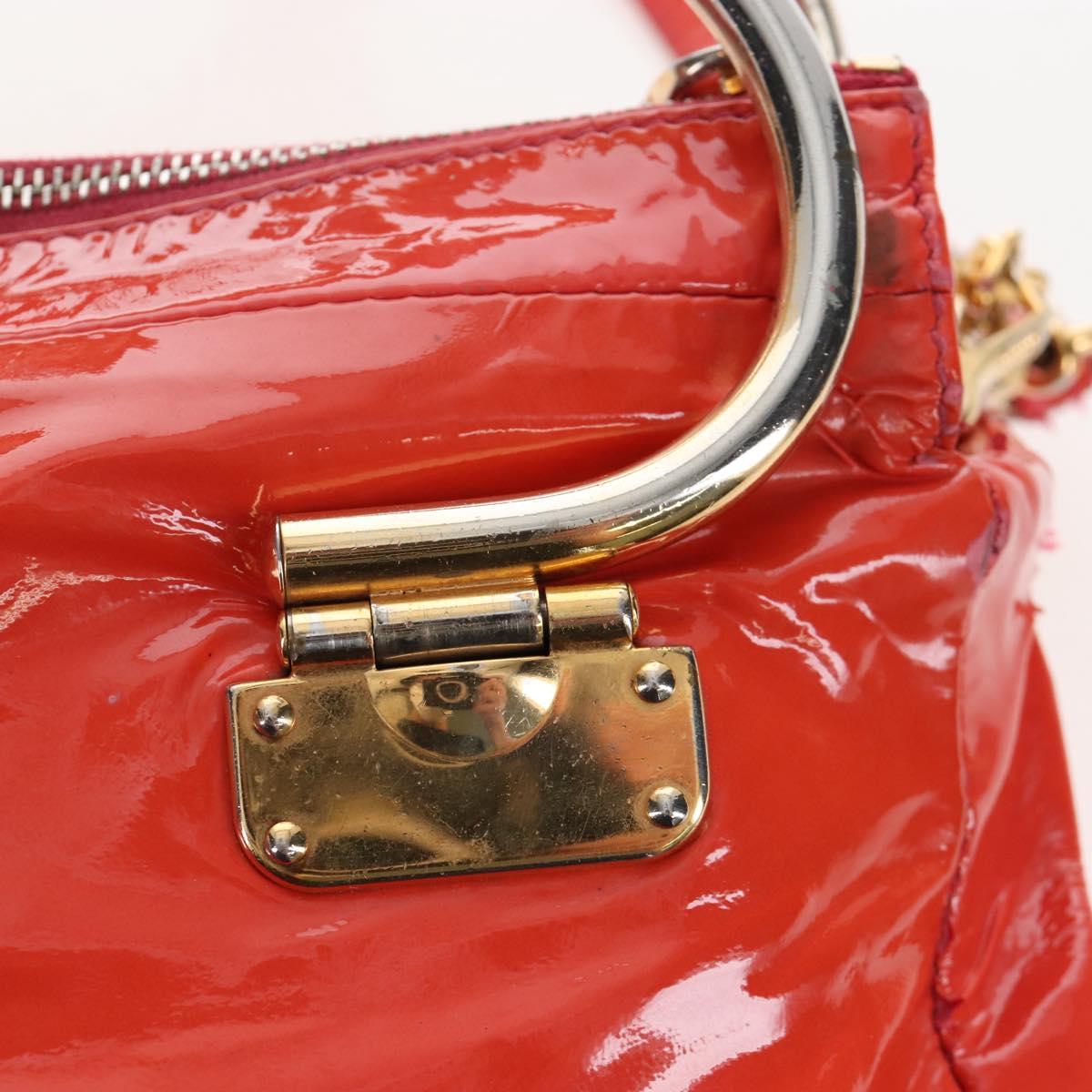 Miu Miu Hand Bag Patent leather 2way Orange Gold Auth 167664A