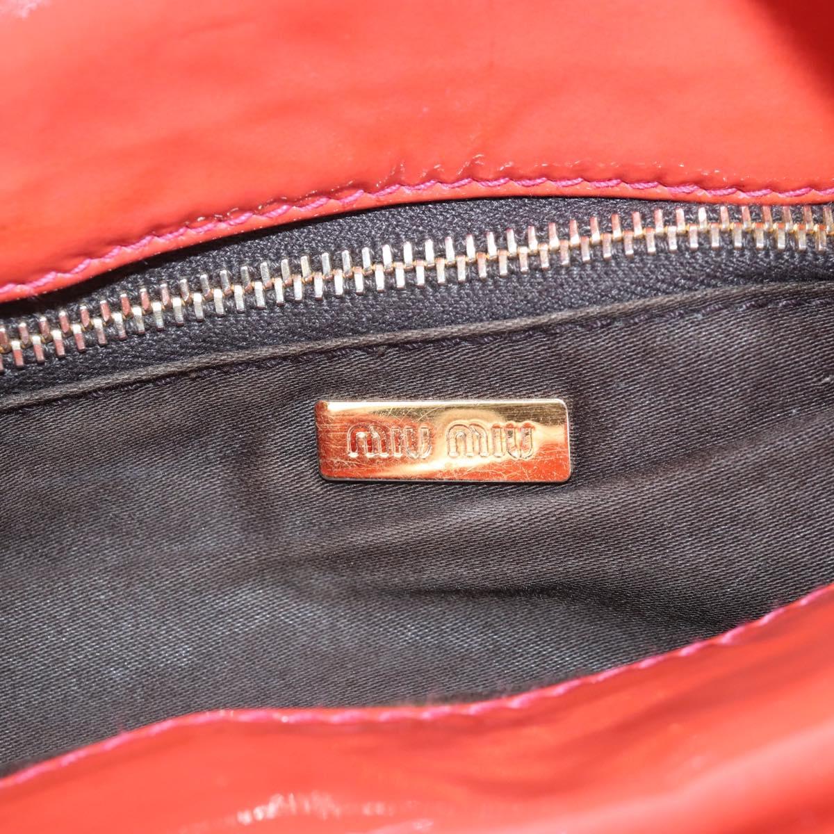 Miu Miu Hand Bag Patent leather 2way Orange Gold Auth 167664A