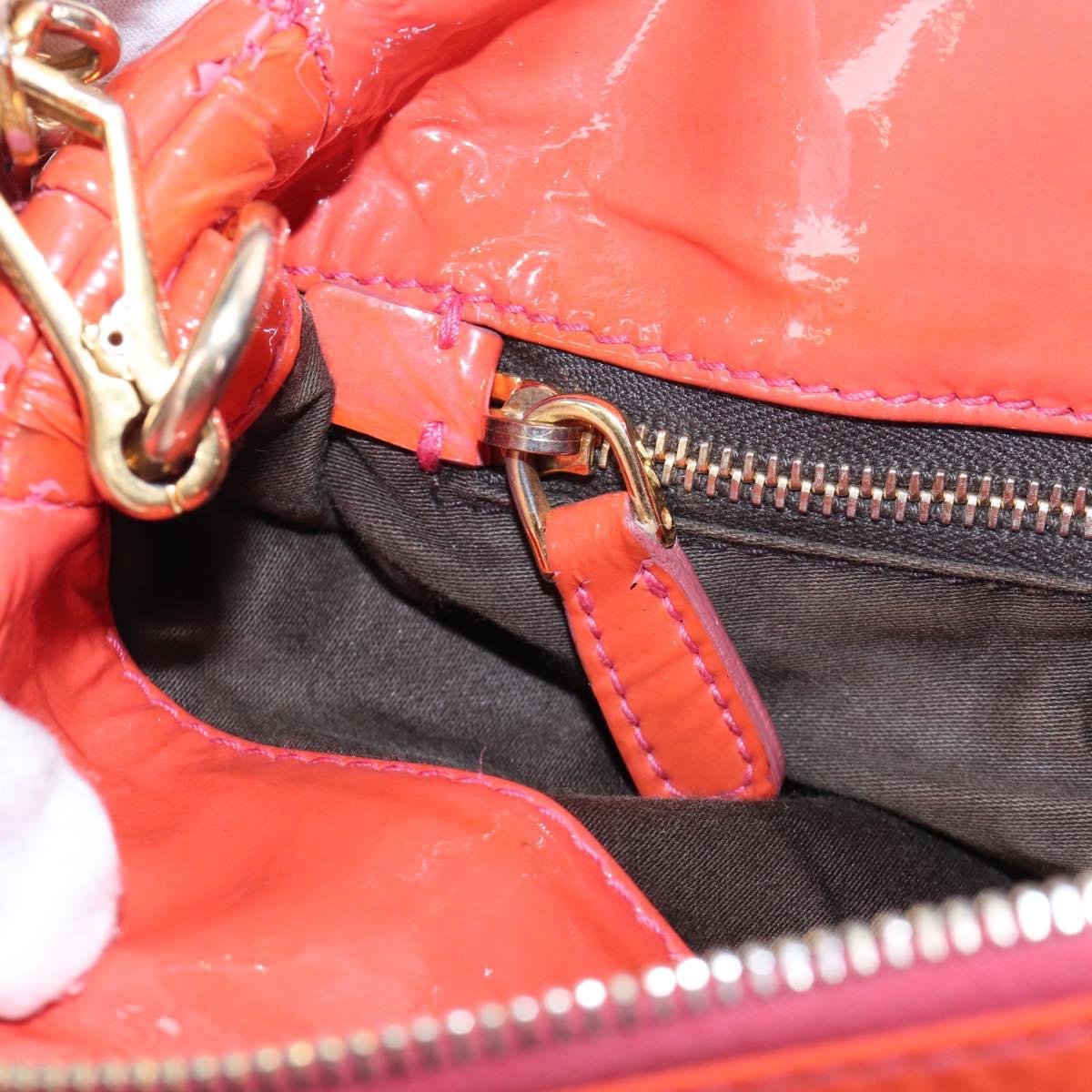 Miu Miu Hand Bag Patent leather 2way Orange Gold Auth 167664A