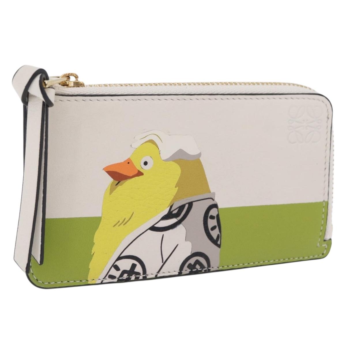 LOEWE x Studio Ghibli Mr. Otori Card Case Leather Beige Gold Auth 167674SM