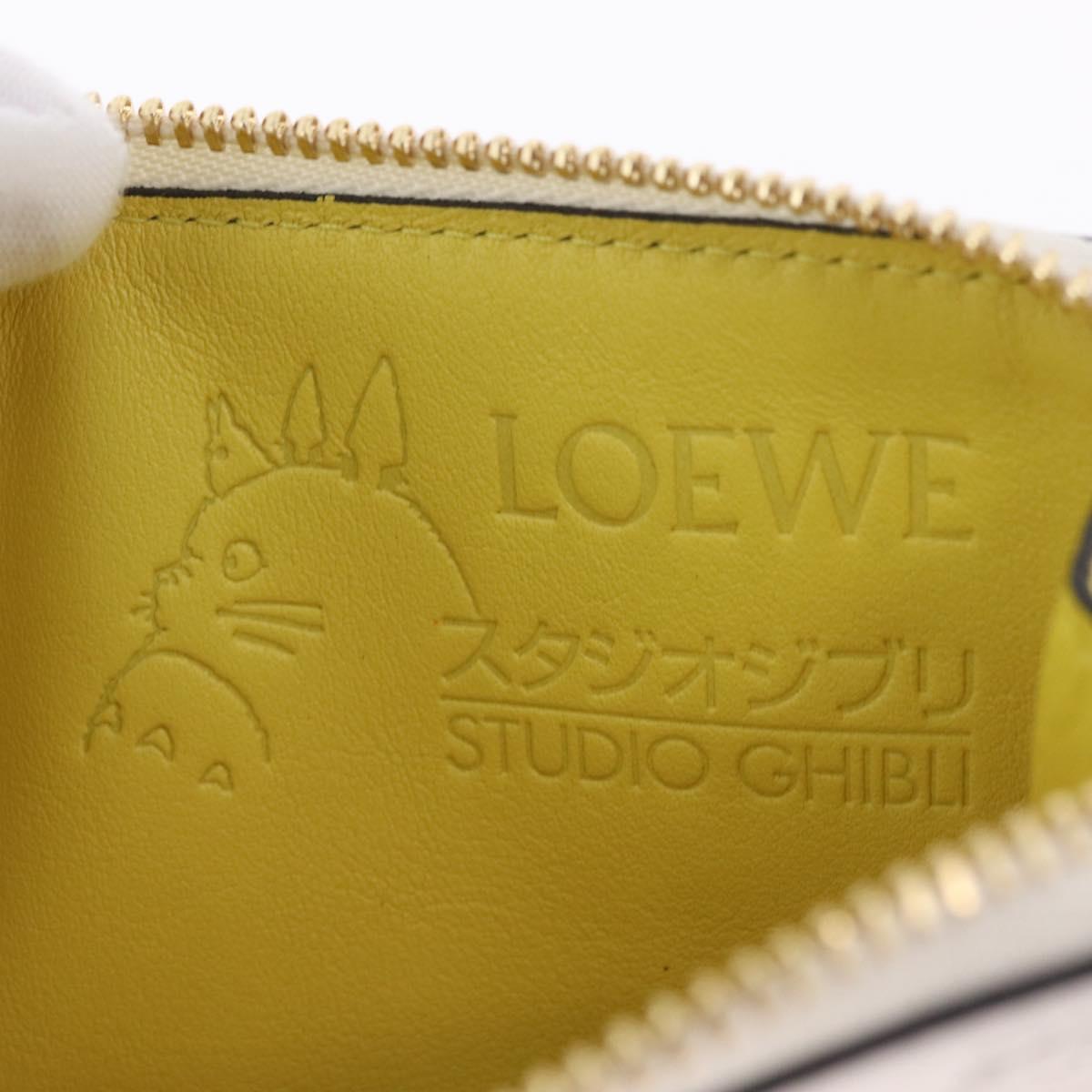 LOEWE x Studio Ghibli Mr. Otori Card Case Leather Beige Gold Auth 167674SM
