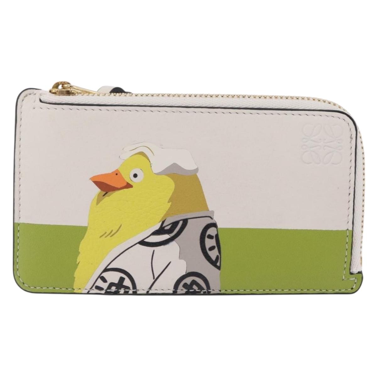 LOEWE x Studio Ghibli Mr. Otori Card Case Leather Beige Gold Auth 167674SM