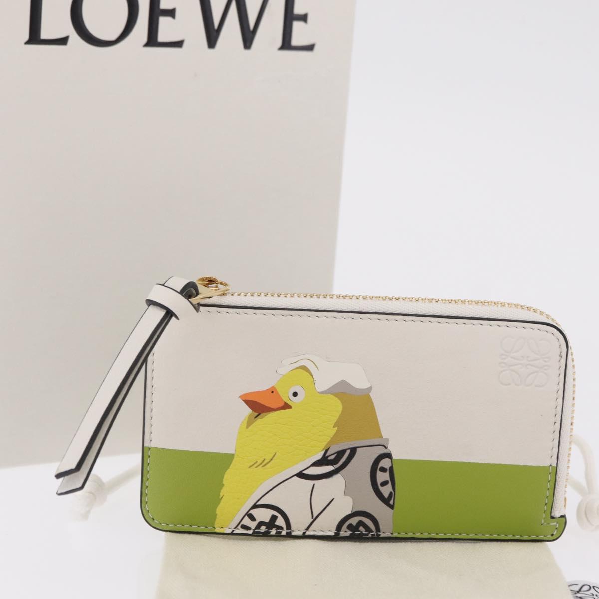 LOEWE x Studio Ghibli Mr. Otori Card Case Leather Beige Gold Auth 167674SM