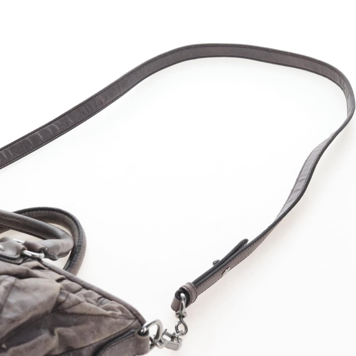 Miu Miu Hand Bag Leather 2way Gray Silver Auth 167675A