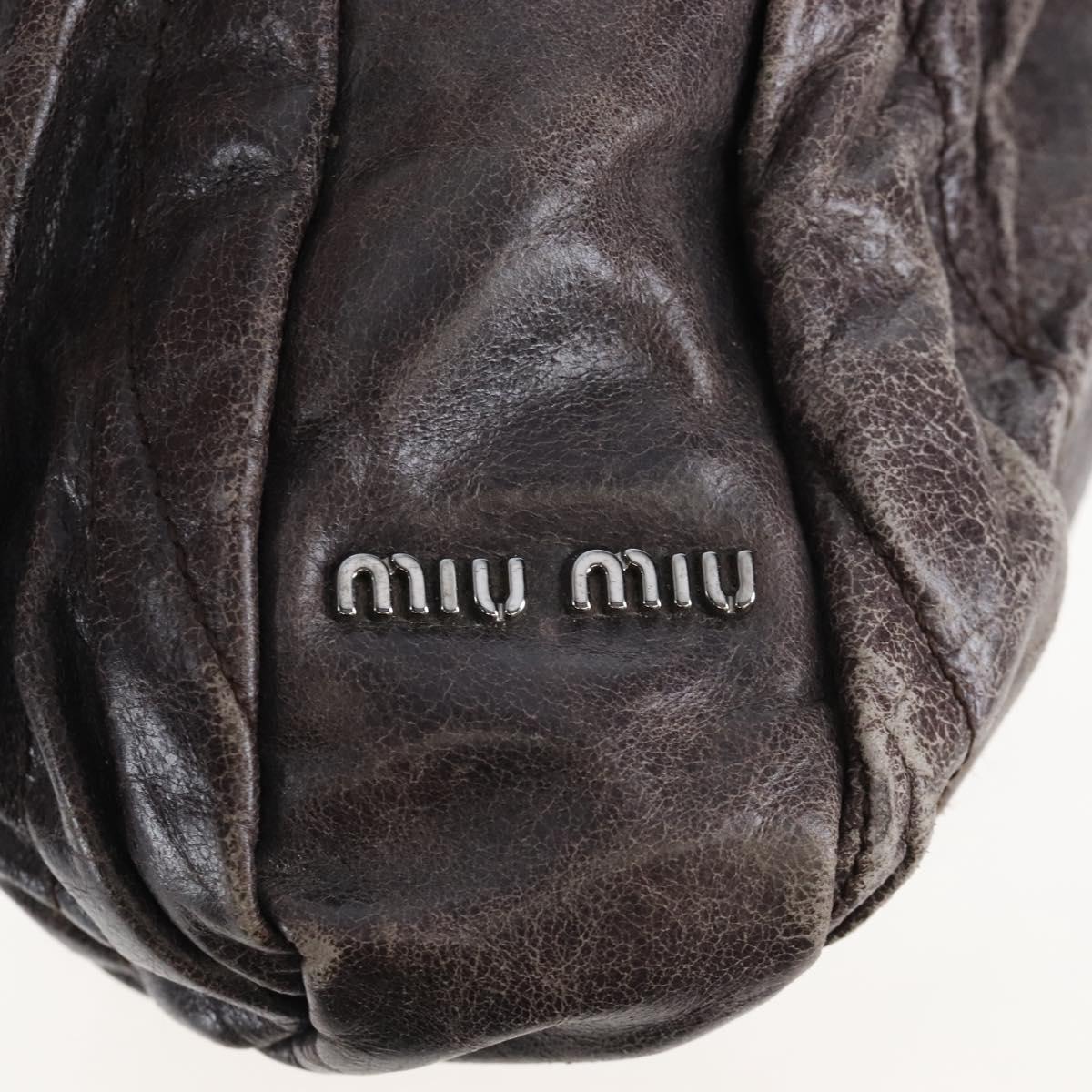 Miu Miu Hand Bag Leather 2way Gray Silver Auth 167675A