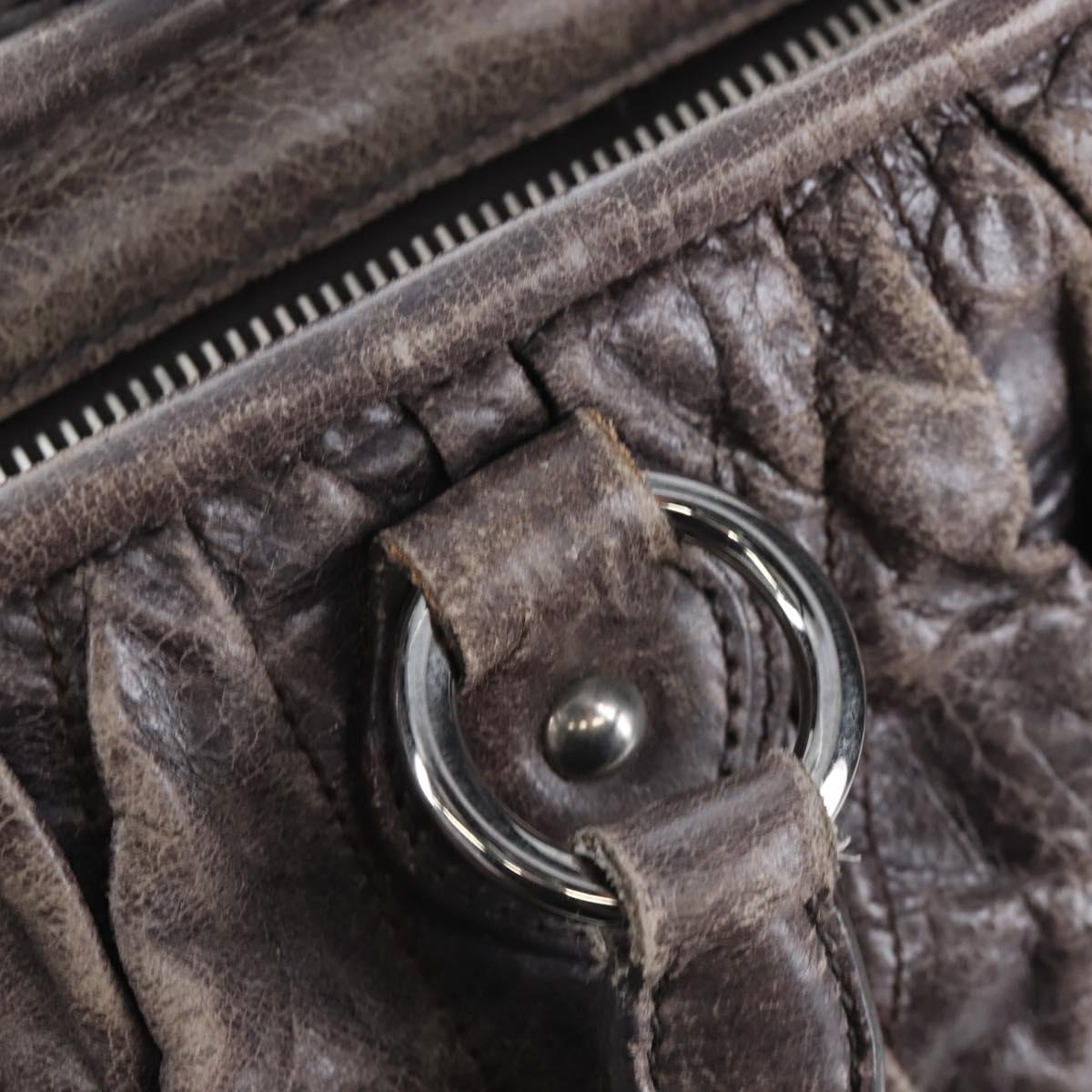 Miu Miu Hand Bag Leather 2way Gray Silver Auth 167675A