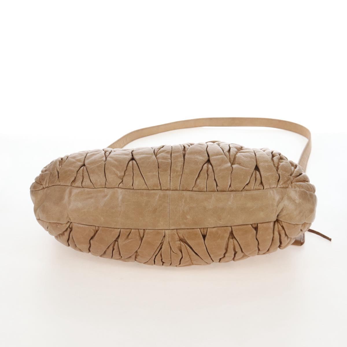 Miu Miu Matelasse Hand Bag Leather 2way Beige Gold Auth 167677M