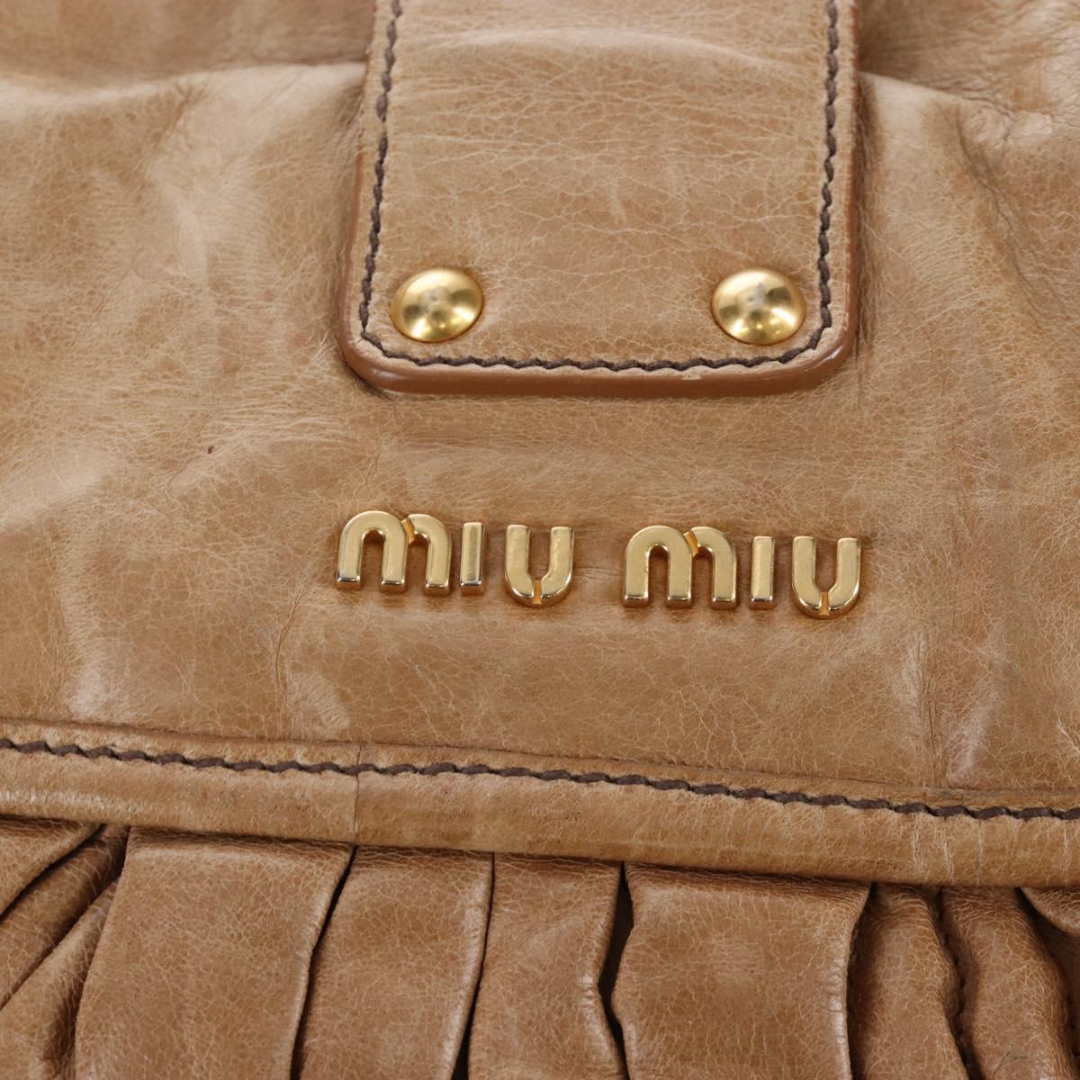 Miu Miu Matelasse Hand Bag Leather 2way Beige Gold Auth 167677M