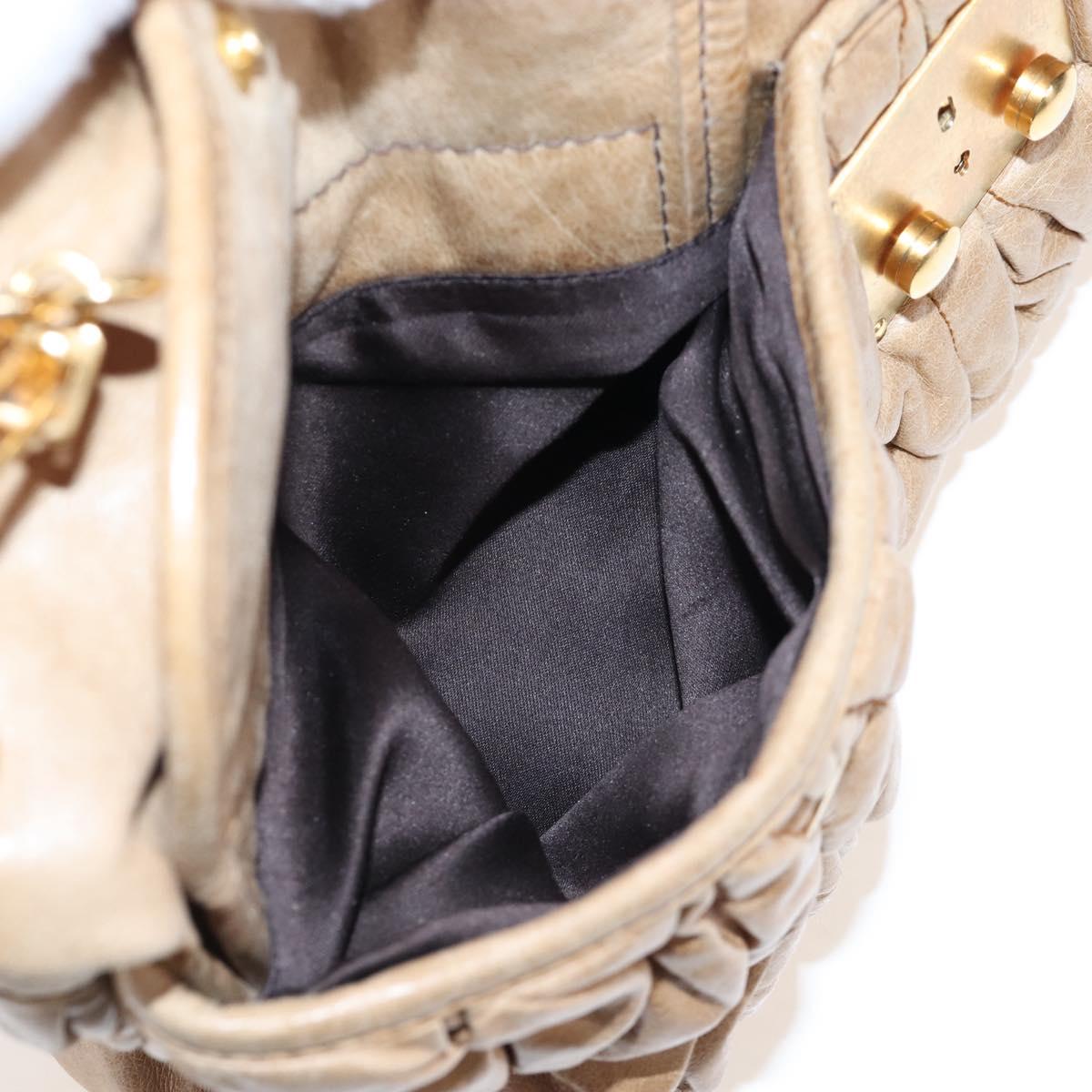 Miu Miu Matelasse Hand Bag Leather 2way Beige Gold Auth 167677M