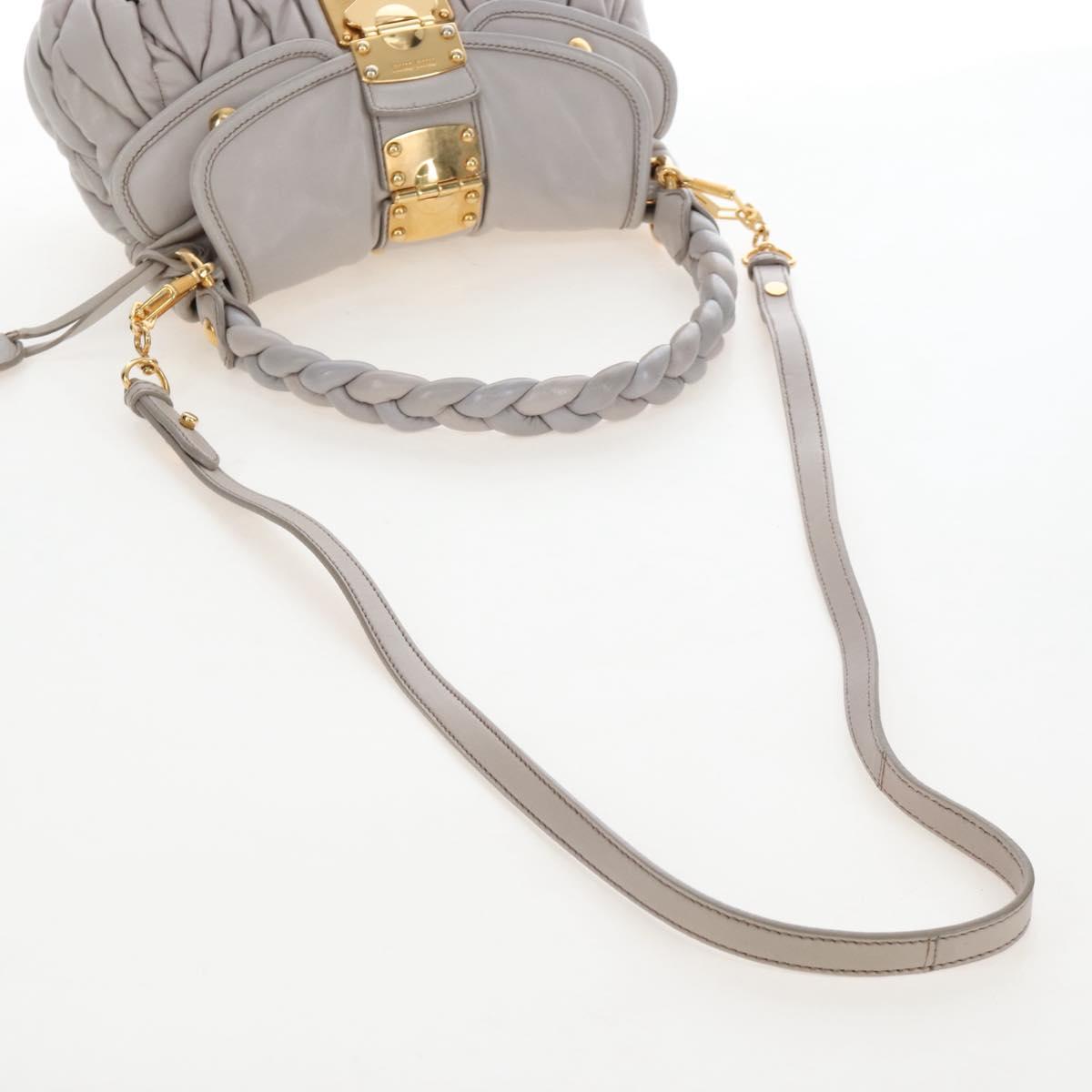 Miu Miu Matelasse Hand Bag Leather 2way Gray Gold Auth 167690M
