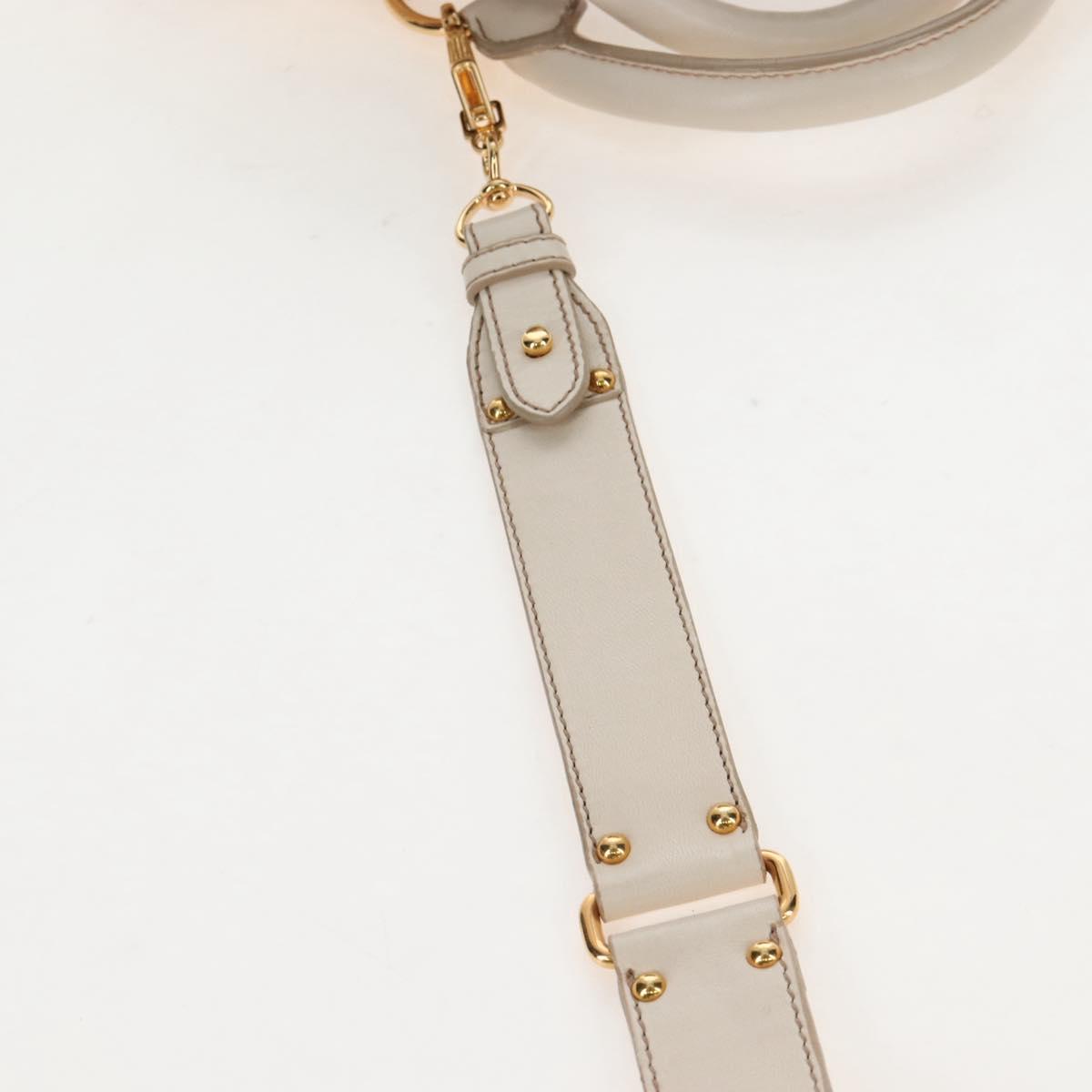 Miu Miu Matelasse Hand Bag Leather 2way White Gold Auth 167694M