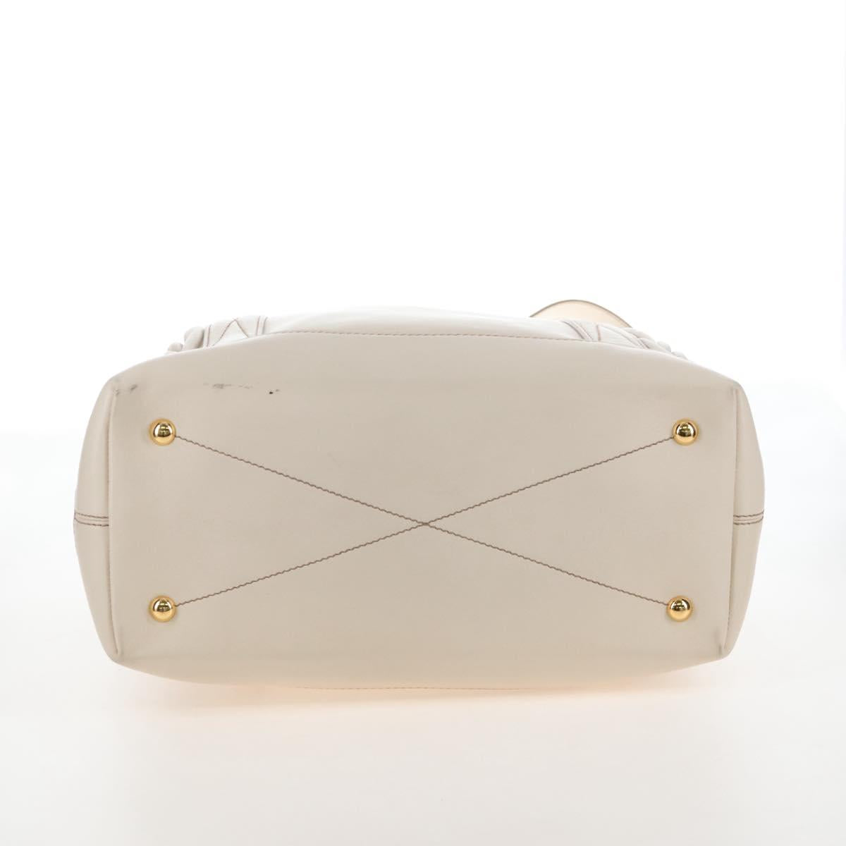 Miu Miu Matelasse Hand Bag Leather 2way White Gold Auth 167694M