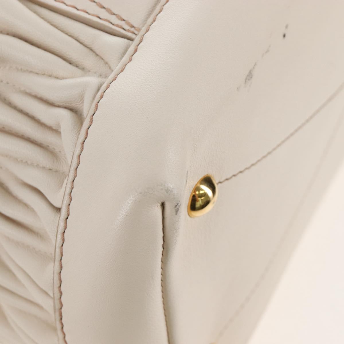 Miu Miu Matelasse Hand Bag Leather 2way White Gold Auth 167694M