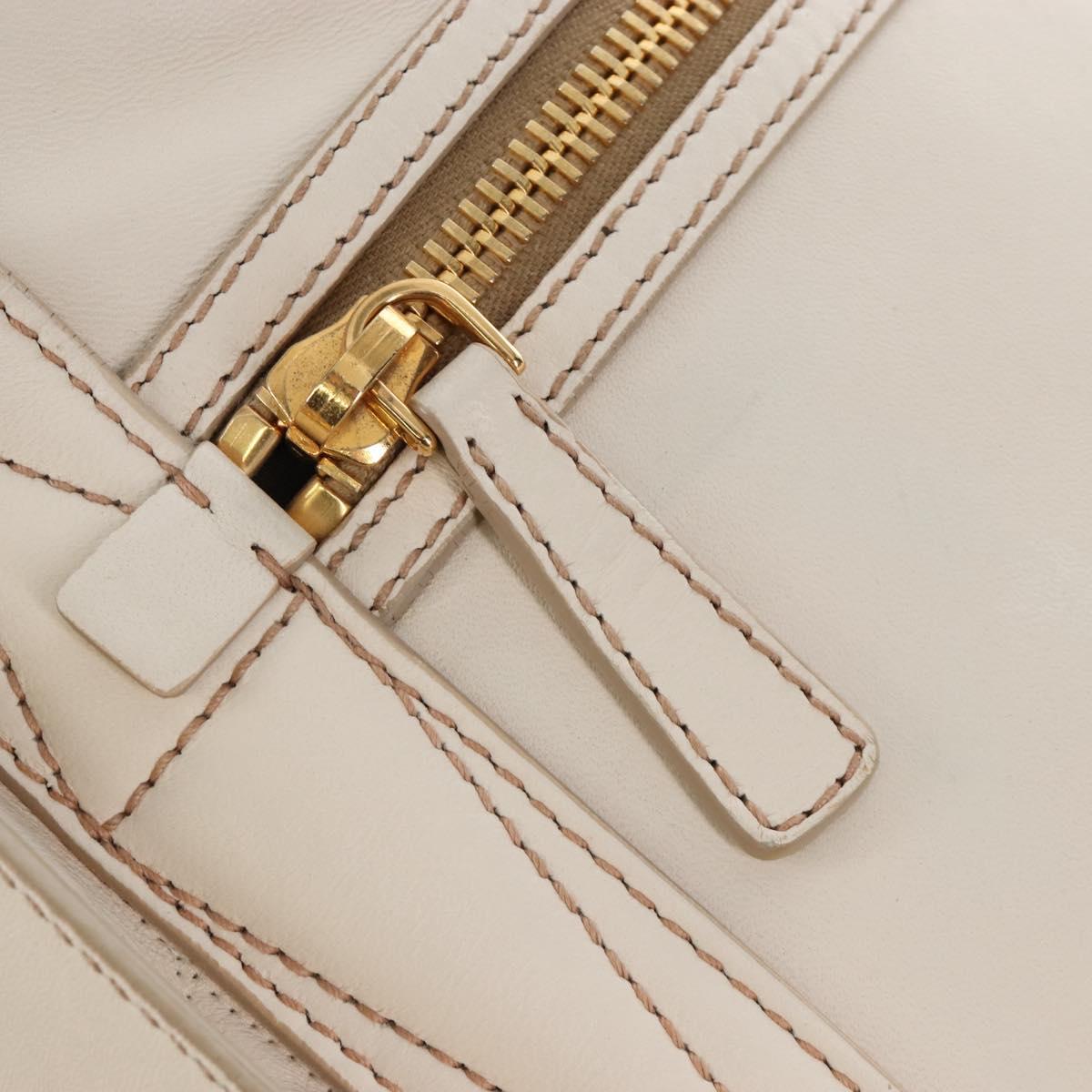 Miu Miu Matelasse Hand Bag Leather 2way White Gold Auth 167694M