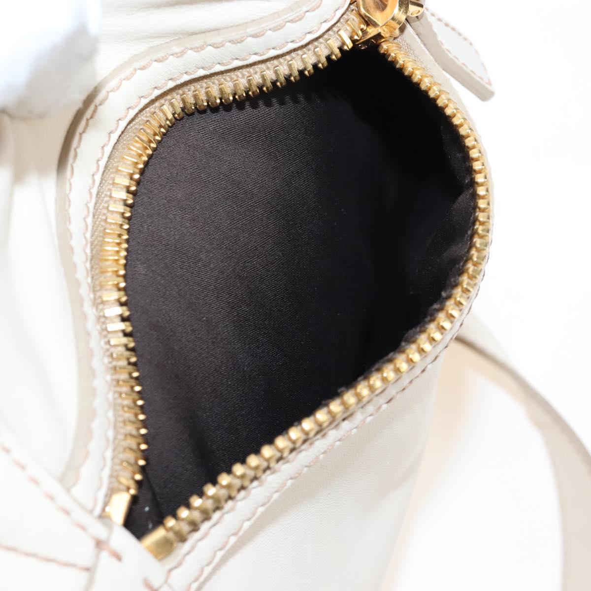 Miu Miu Matelasse Hand Bag Leather 2way White Gold Auth 167694M