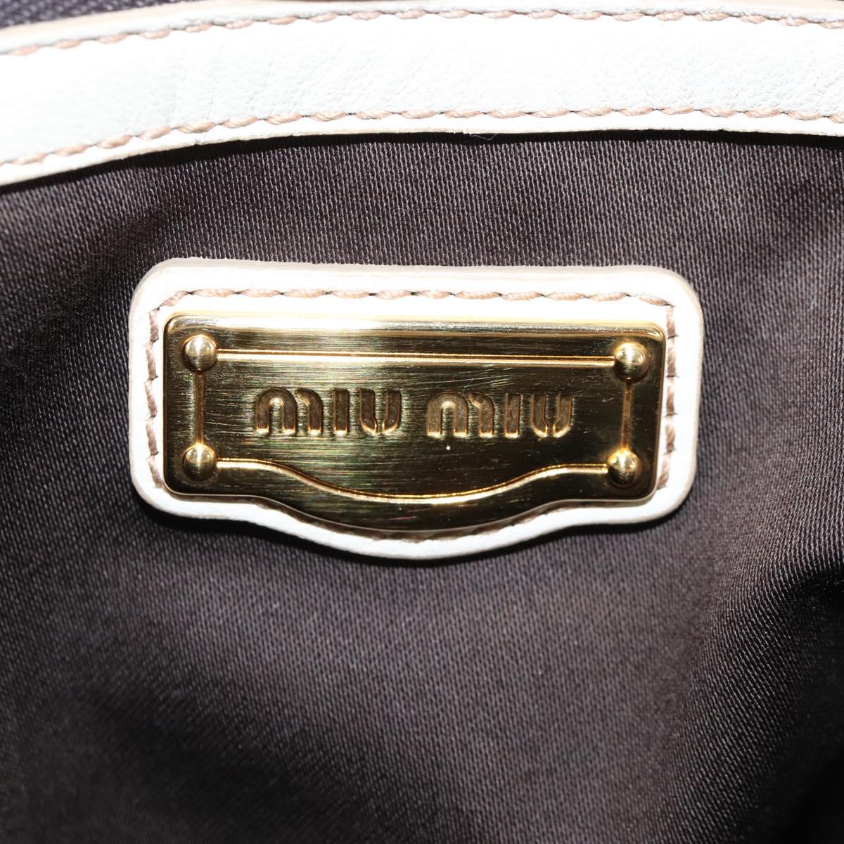 Miu Miu Matelasse Hand Bag Leather 2way White Gold Auth 167694M