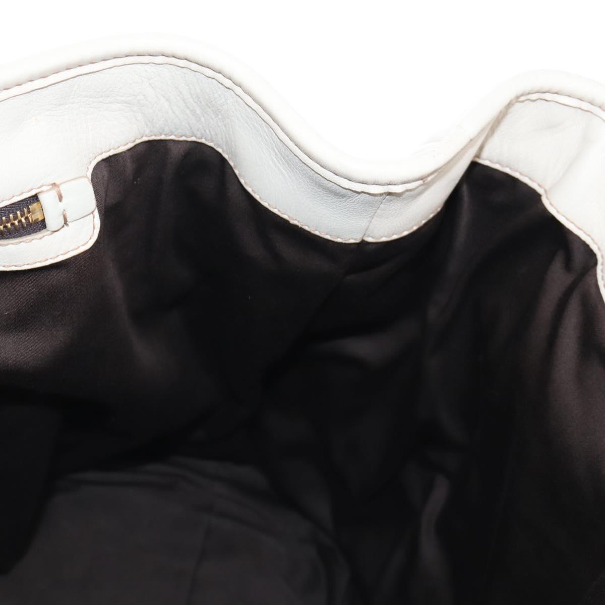 Miu Miu Matelasse Hand Bag Leather 2way White Gold Auth 167694M