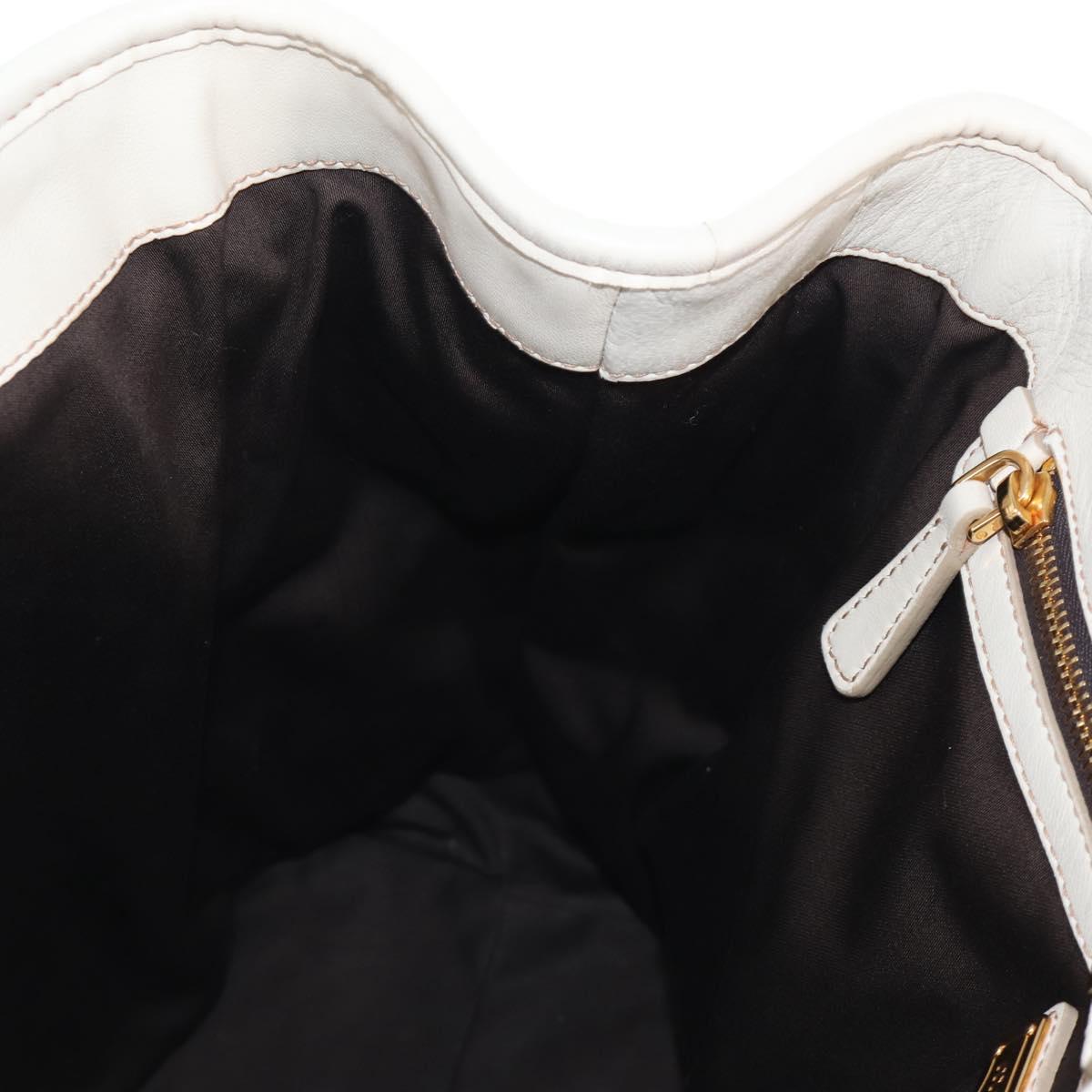 Miu Miu Matelasse Hand Bag Leather 2way White Gold Auth 167694M