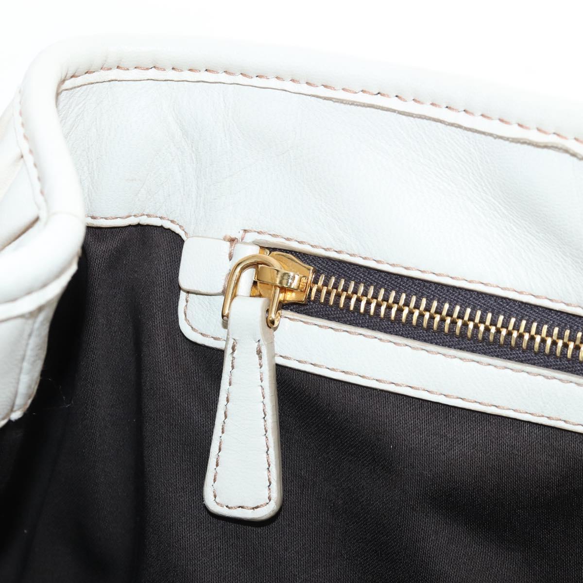 Miu Miu Matelasse Hand Bag Leather 2way White Gold Auth 167694M