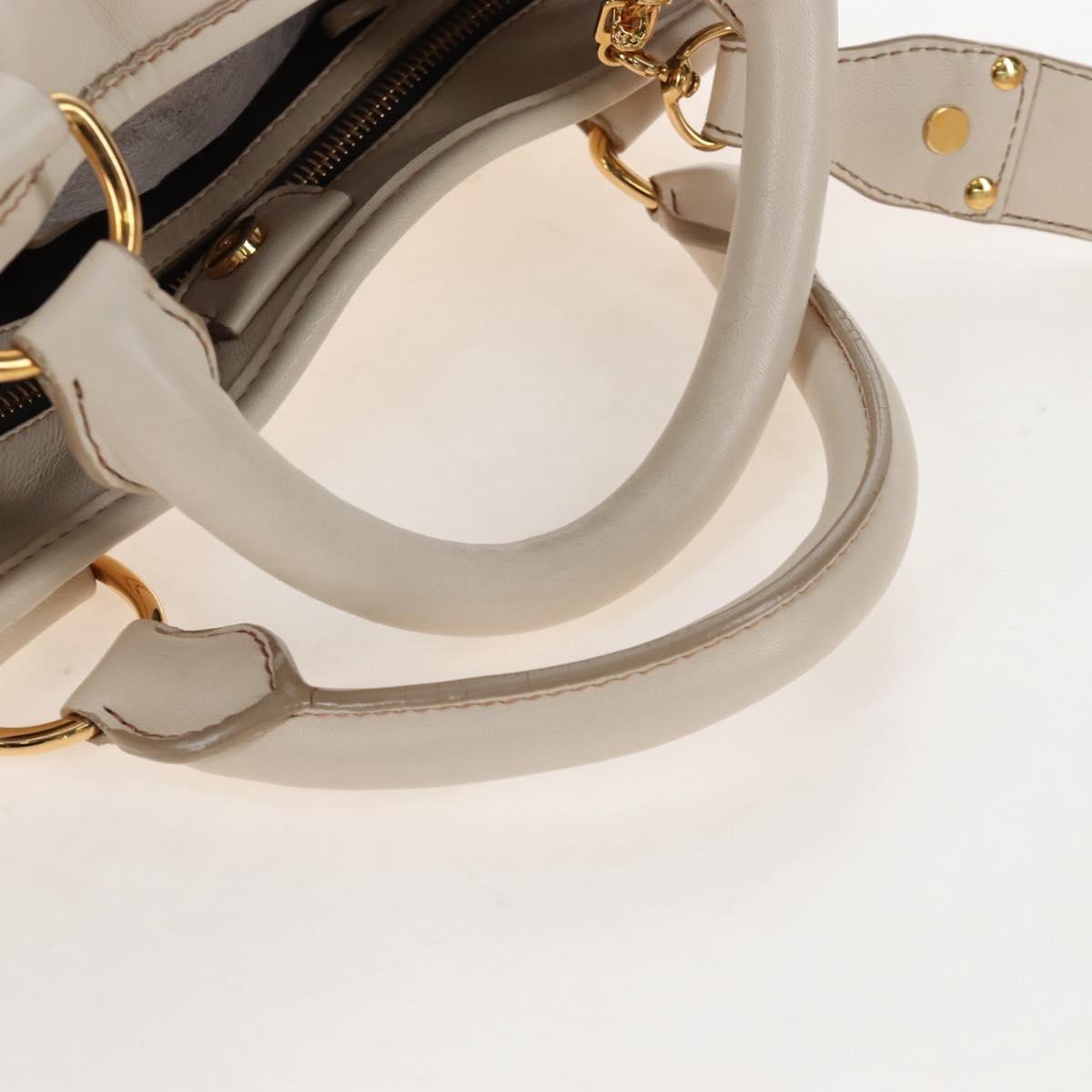 Miu Miu Matelasse Hand Bag Leather 2way White Gold Auth 167694M