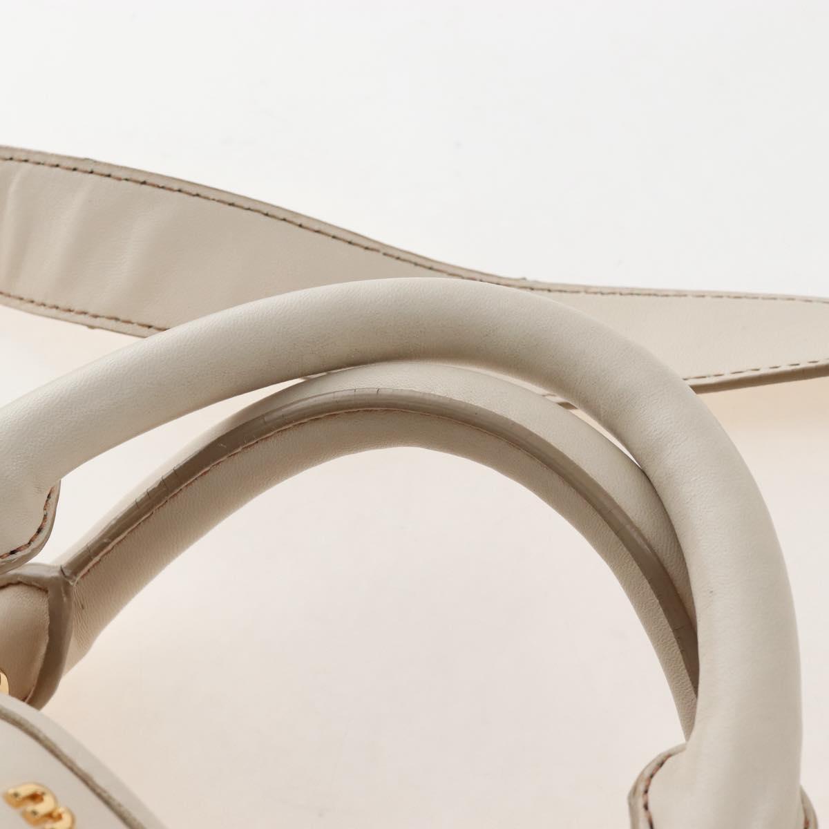 Miu Miu Matelasse Hand Bag Leather 2way White Gold Auth 167694M