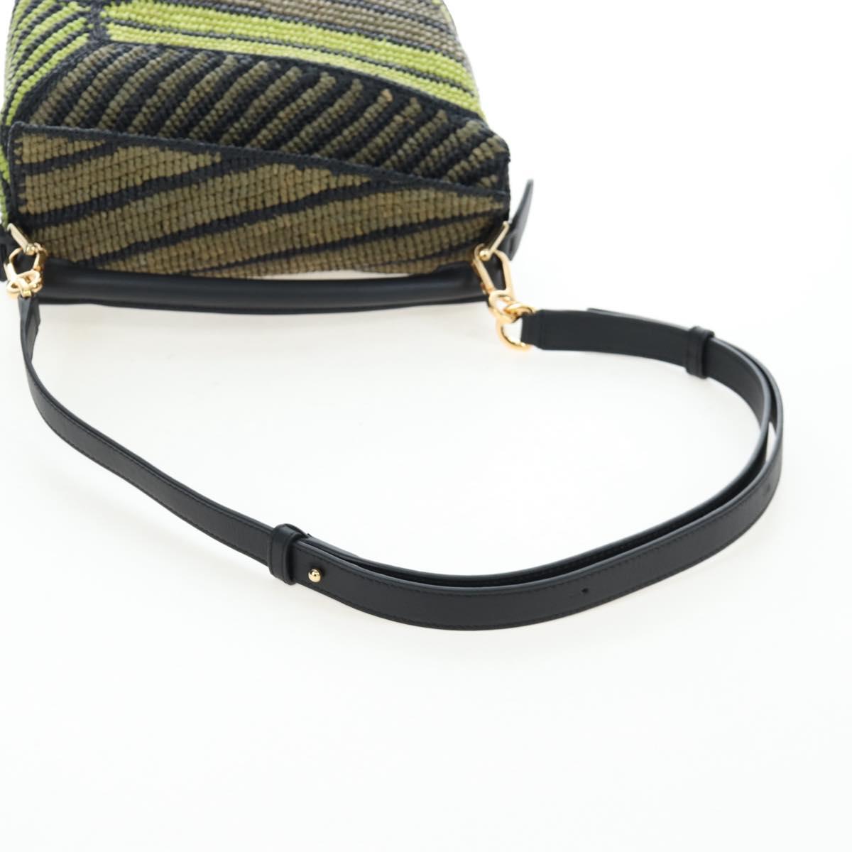 LOEWE Puzzle Bag Small Hand Bag Leather Green Gold Tone Auth 167700SM
