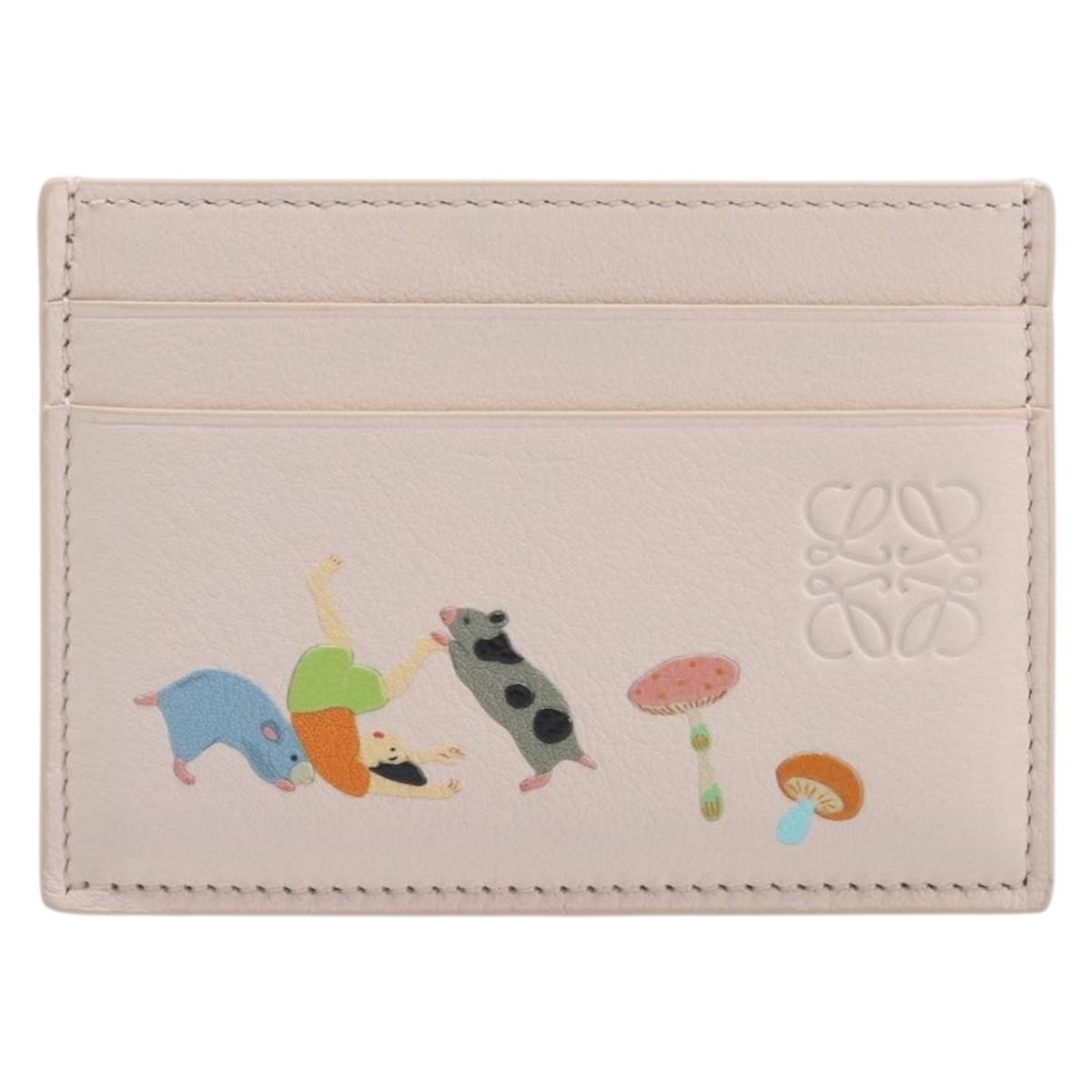 LOEWE Card Case Leather Pink Auth 167702M