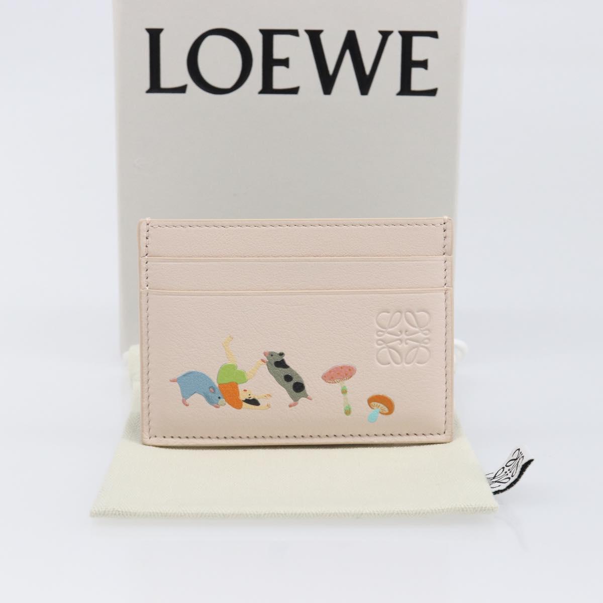 LOEWE Card Case Leather Pink Auth 167702M