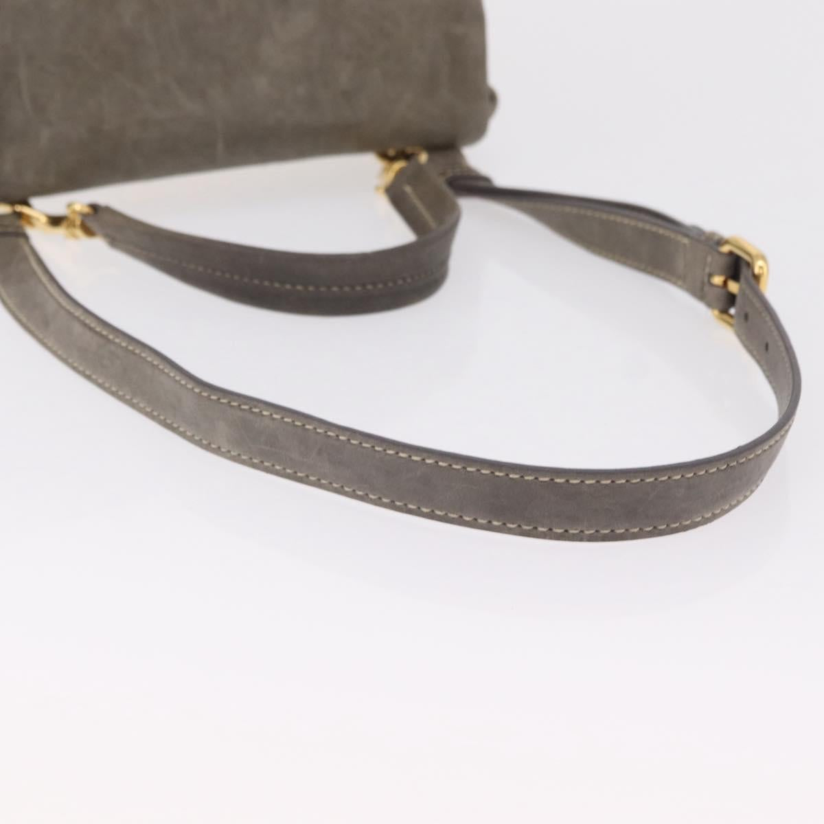 Miu Miu Hand Bag Leather 2way Gray Gold Auth 167708A