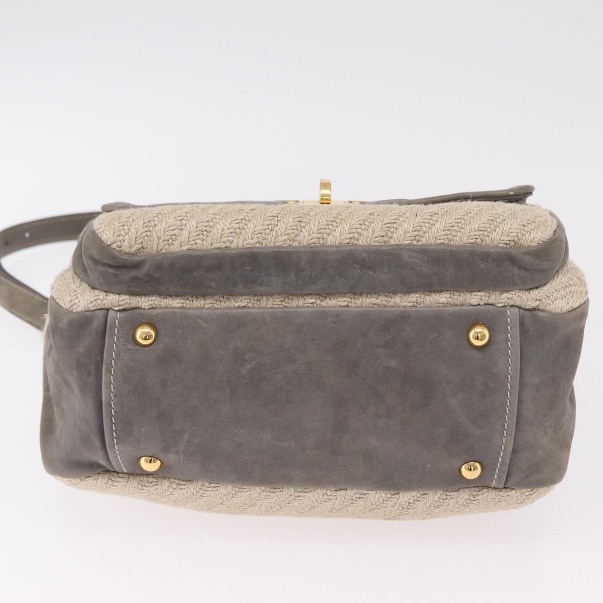 Miu Miu Hand Bag Leather 2way Gray Gold Auth 167708A