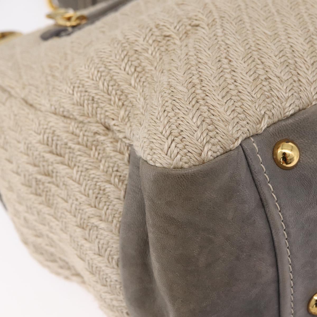 Miu Miu Hand Bag Leather 2way Gray Gold Auth 167708A
