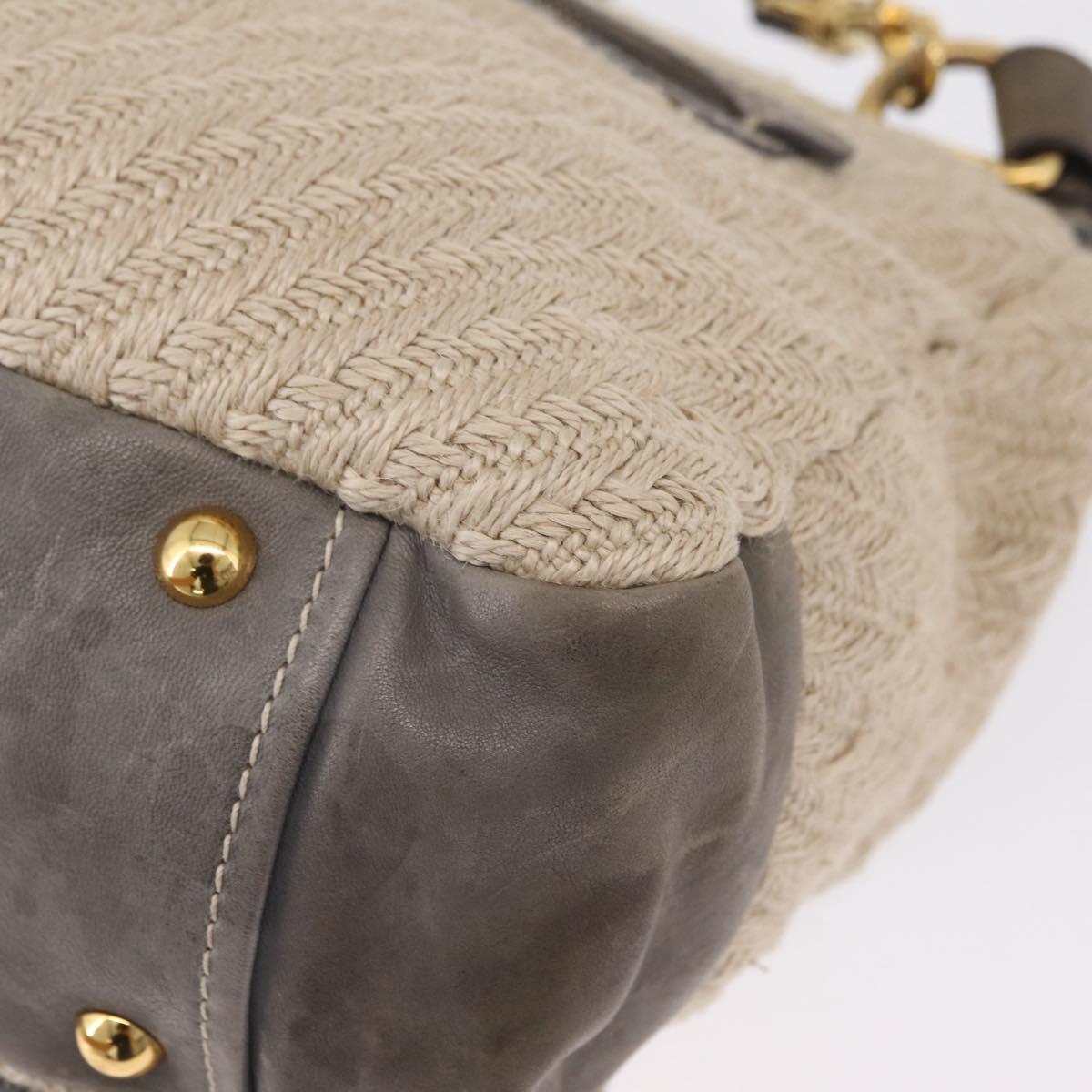 Miu Miu Hand Bag Leather 2way Gray Gold Auth 167708A